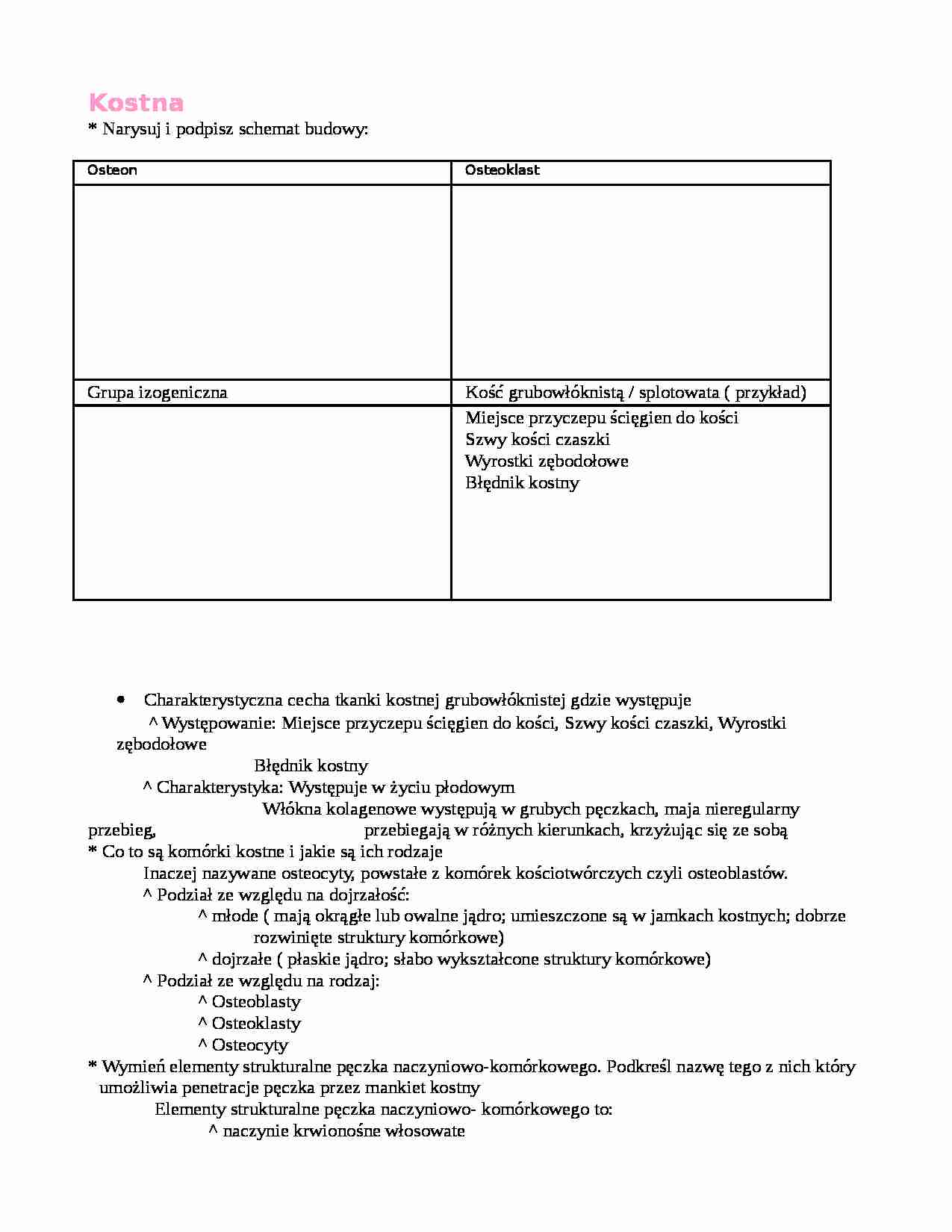 Kostna - budowa i funkcje - strona 1