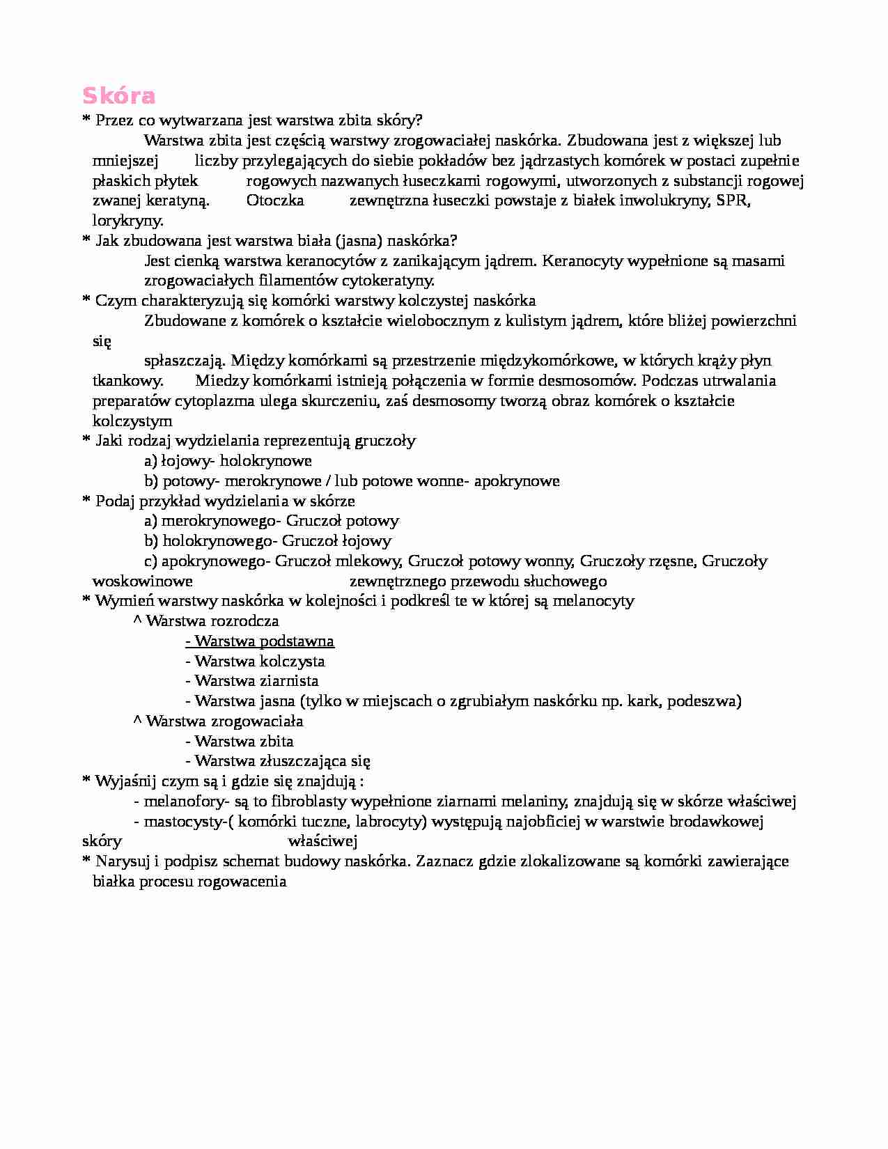 Skóra - budowa i funkcje - strona 1