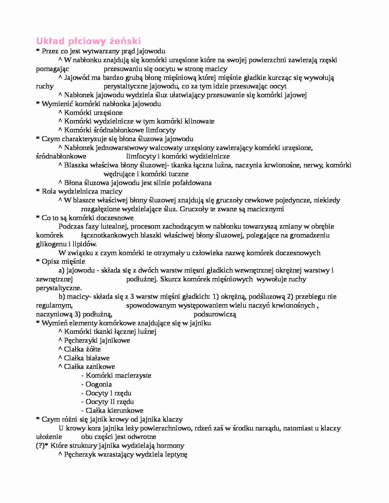 Układ płciowy żeński - strona 1