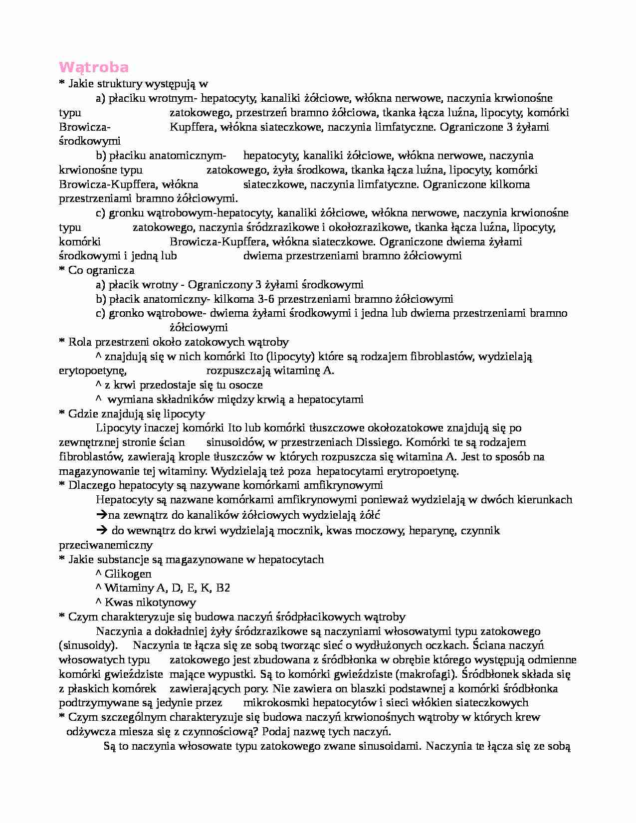 Wątroba - budowa i funkcje - strona 1