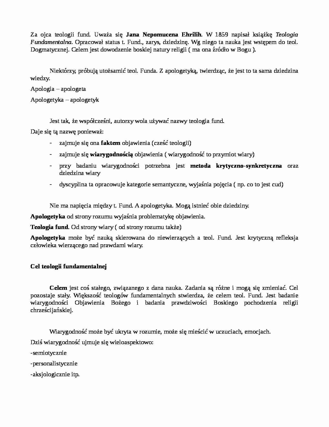 Początki teologii fundamentalnej - strona 1