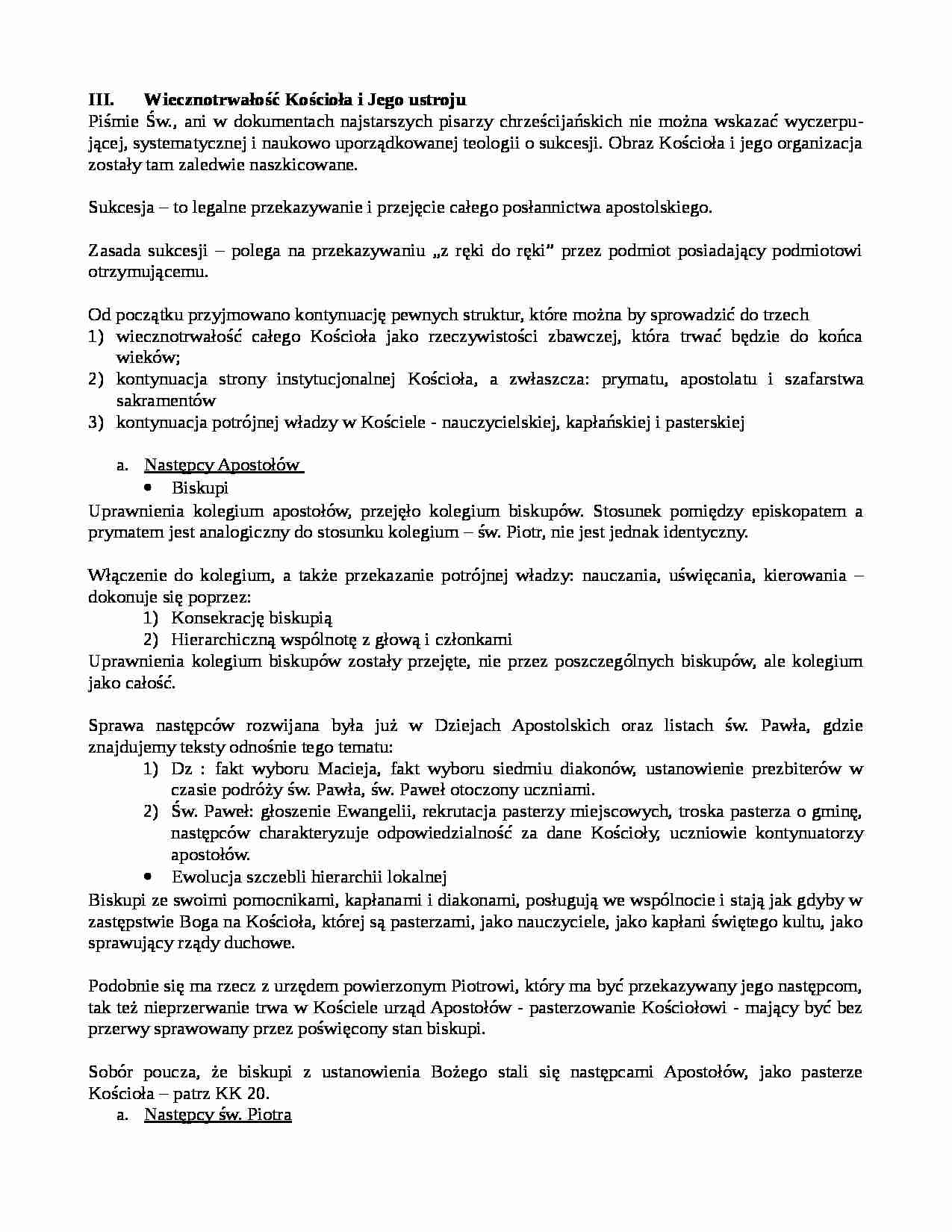 Wiecznotrwałość Kościoła i Jego ustroju - strona 1
