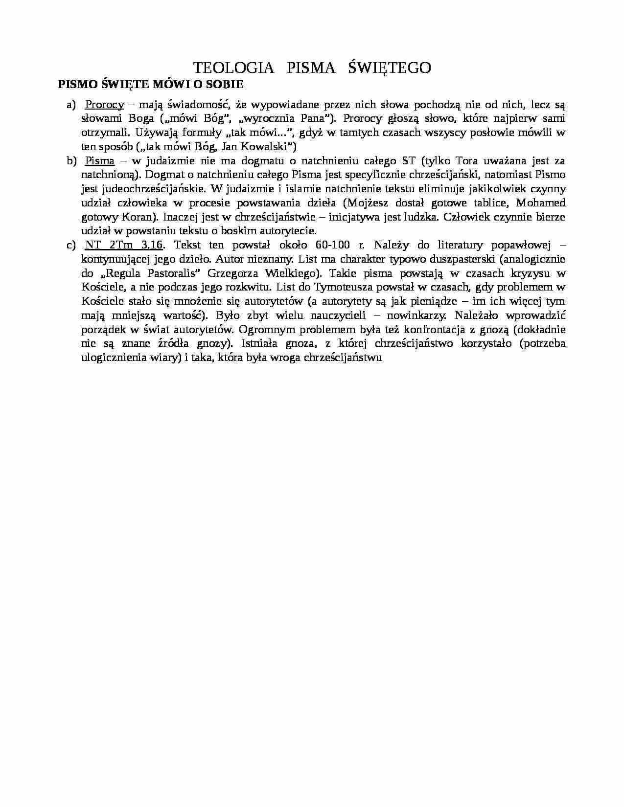 Teologia Pisma Świętego - strona 1