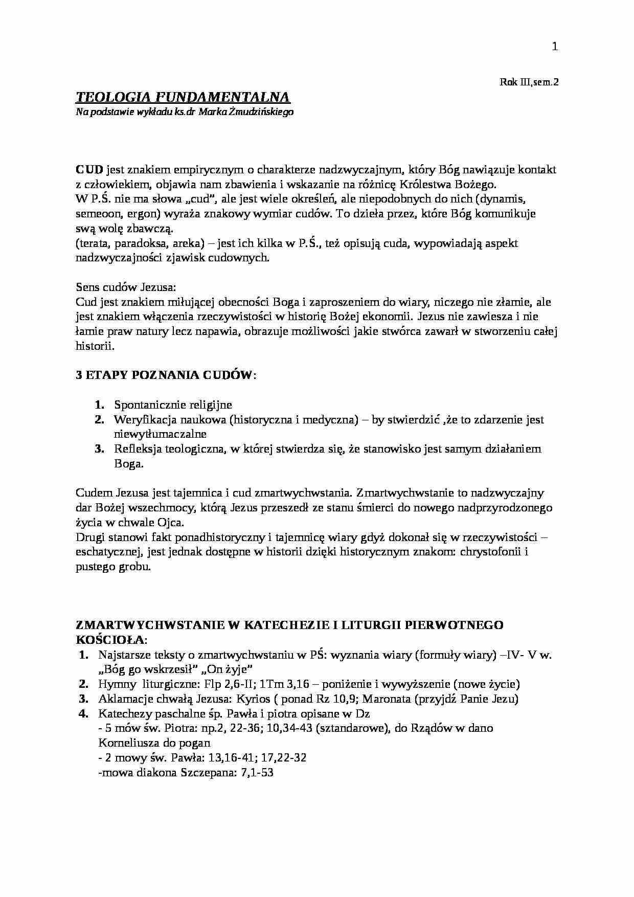 Teologia fundamentalna - cuda - strona 1