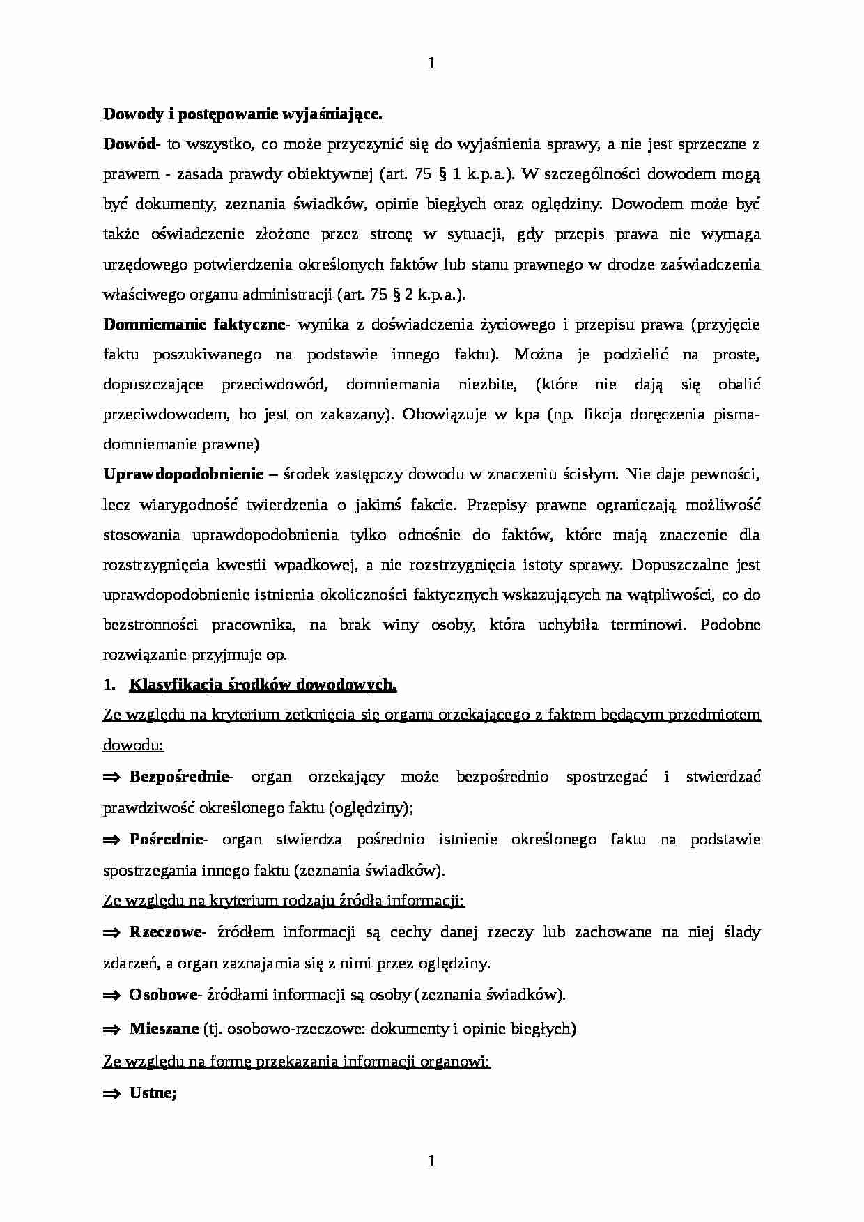 Dowody i postępowanie wyjaśniające. - strona 1