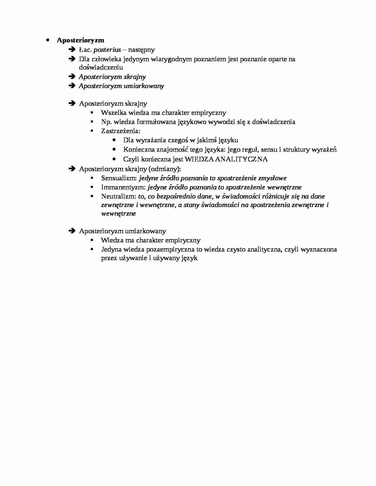 Aposterioryzm - pojęcie - strona 1