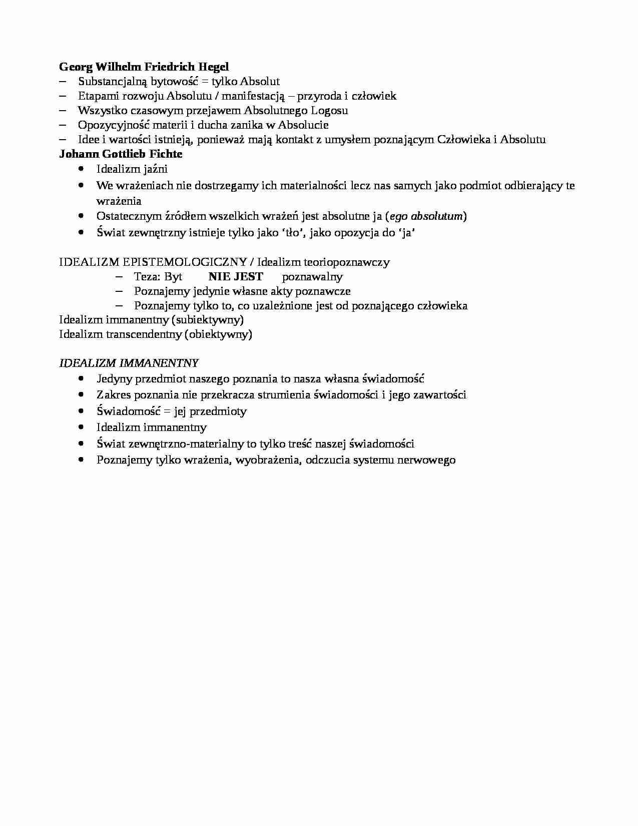 Hegel i Fichte - poglądy - strona 1