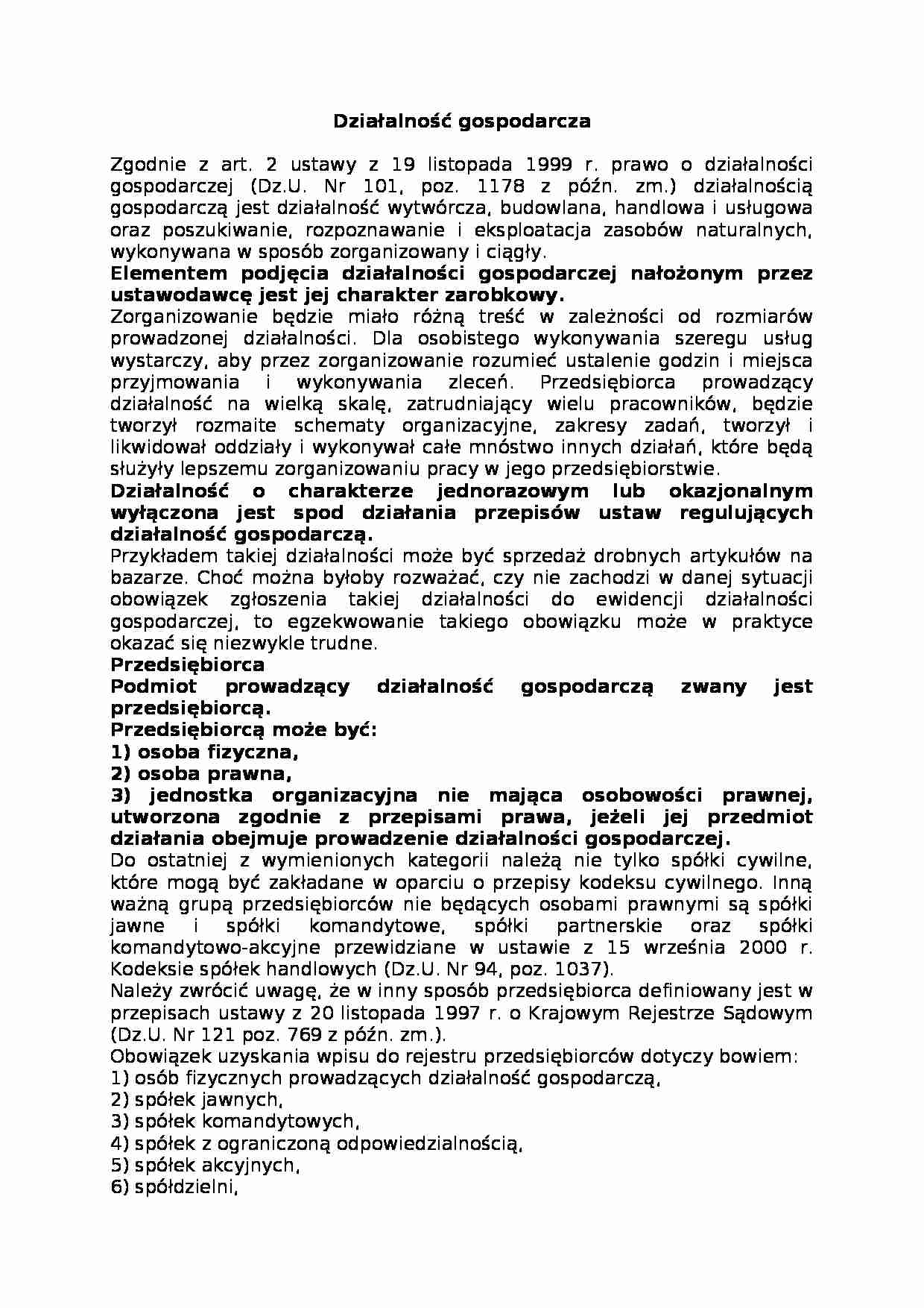 Działalność gospodarcza - Spółka z ograniczoną odpowiedzialnością  - strona 1