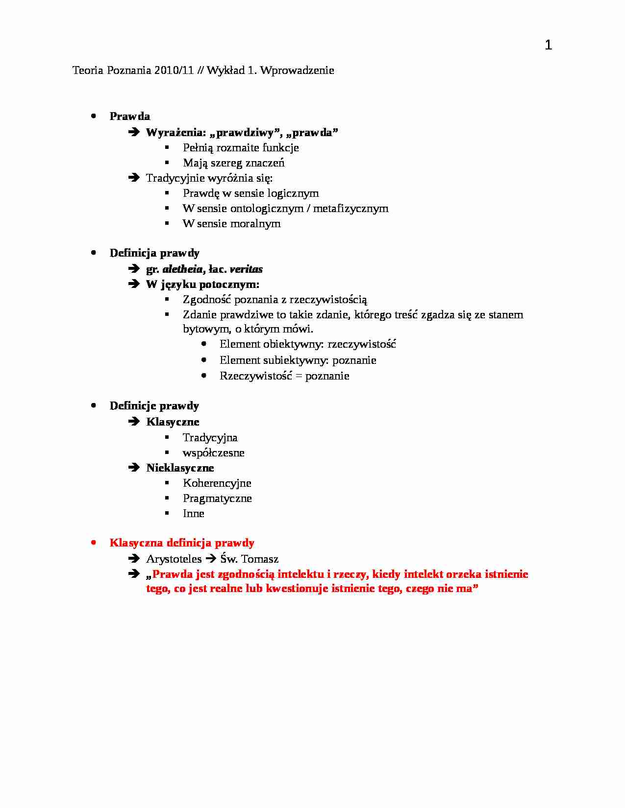 Prawda - definicja i wyrażanie - strona 1
