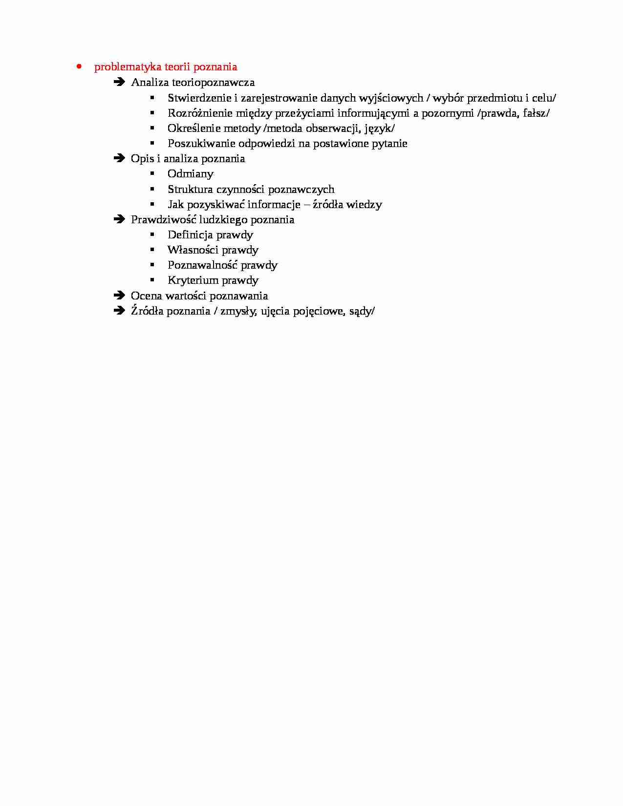 Problematyka teorii poznania - strona 1