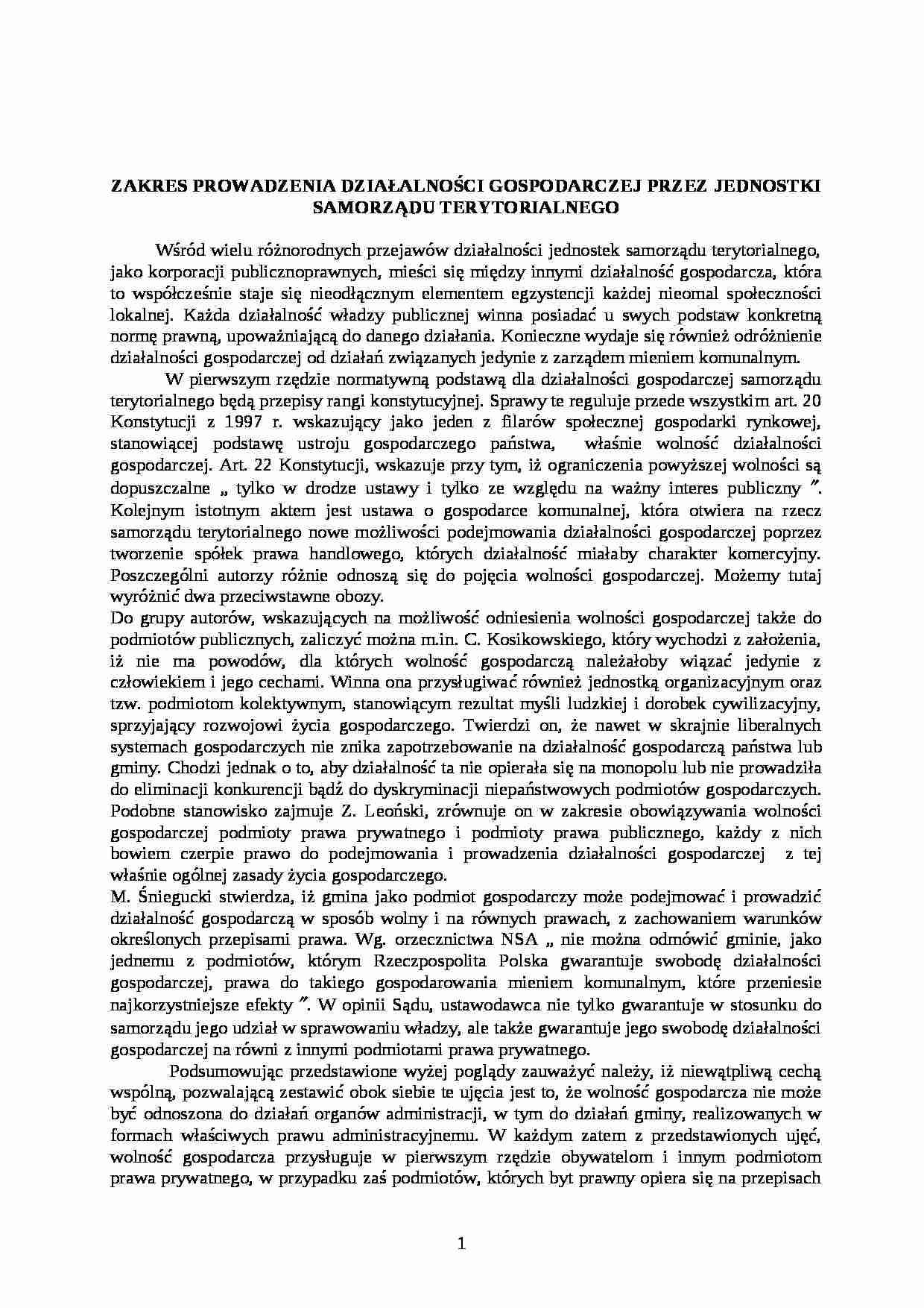 Działalność gospodarcza samorządu terytorialnego - strona 1