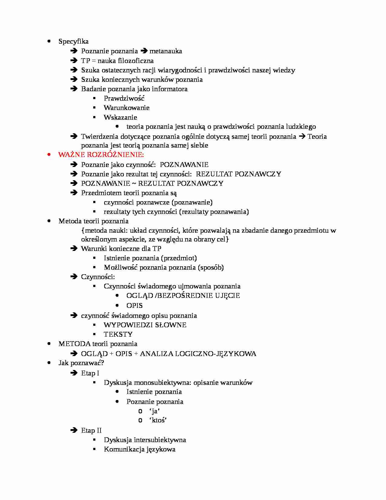 Specyfika teorii poznawczej - strona 1