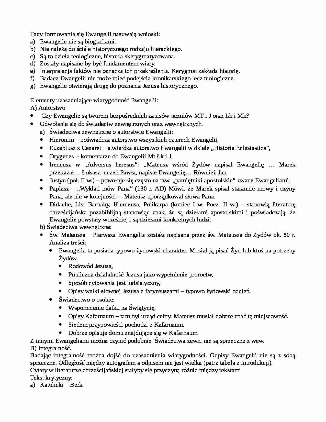Fazy formowania Ewangelii - strona 1