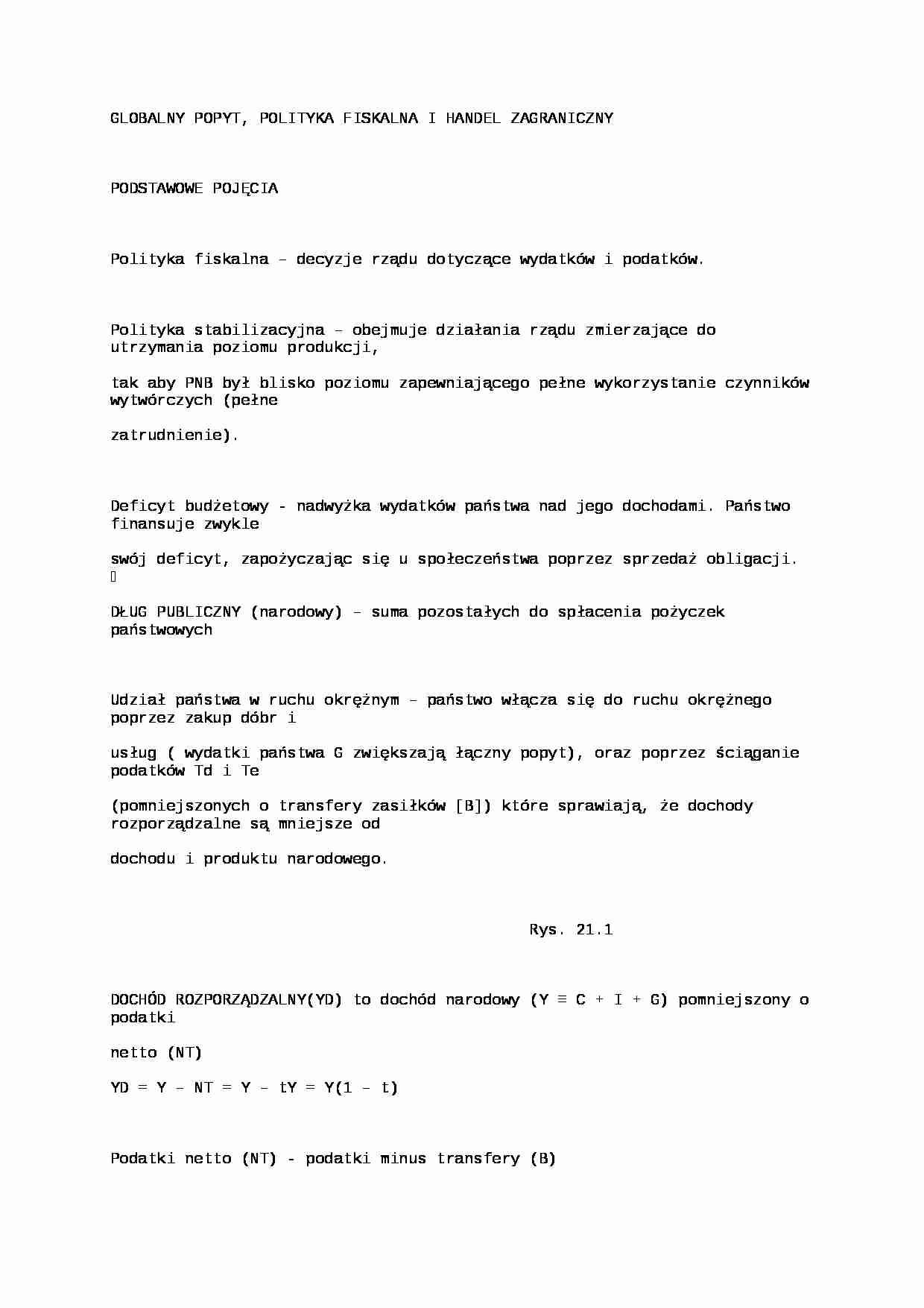 Globalny popyt - podstawowe pojęcia - strona 1