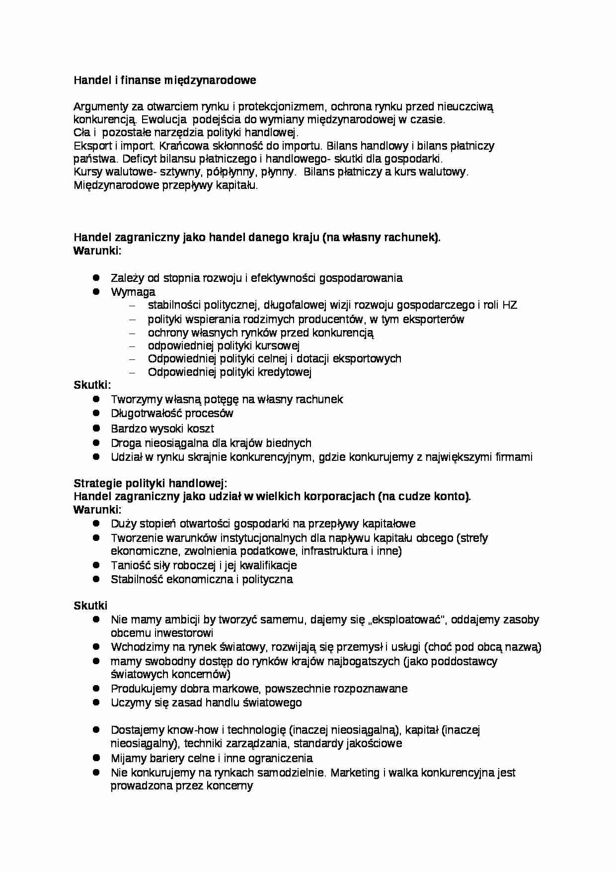 Handel i finanse międzynarodowe - strona 1