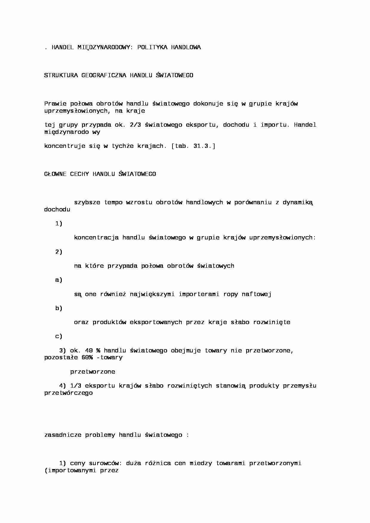 Handel międzynarodowy - opracowanie - strona 1