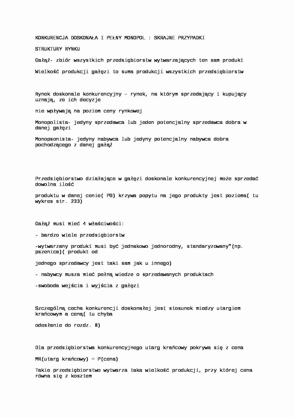 Konkurencja doskonała i pełny monopol - strona 1