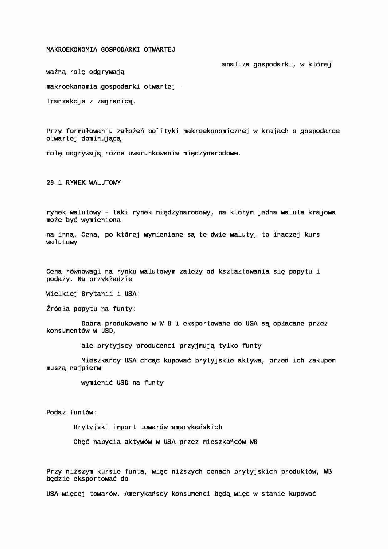 Makroekonomia gospodarki otwartej - Rynek walutowy - strona 1