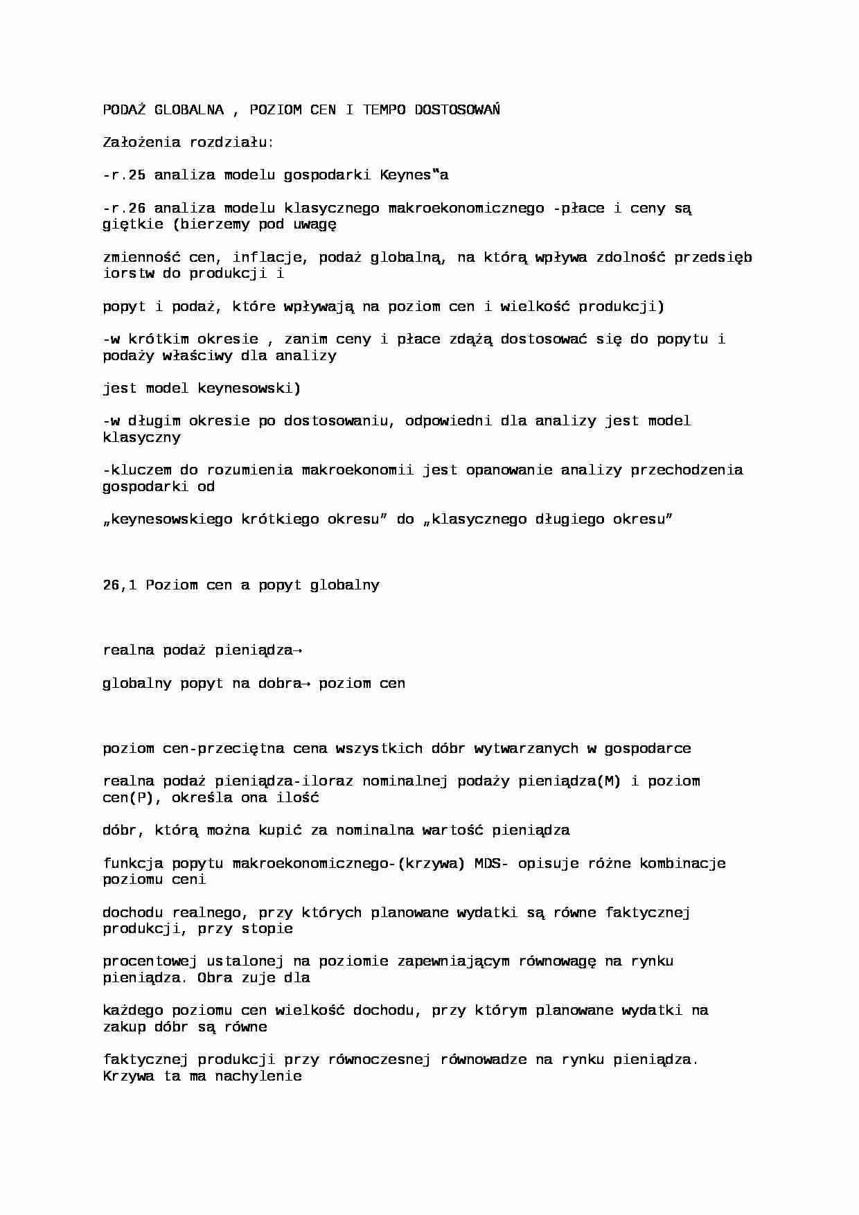 Podaż globalna - poziom cen i tempo dostosowań - strona 1