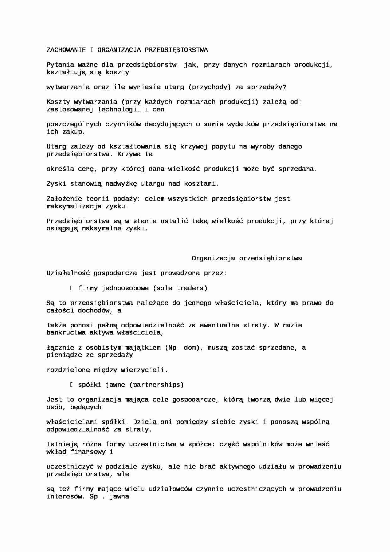 Zachowanie i organizacja przedsiębiorstwa - strona 1