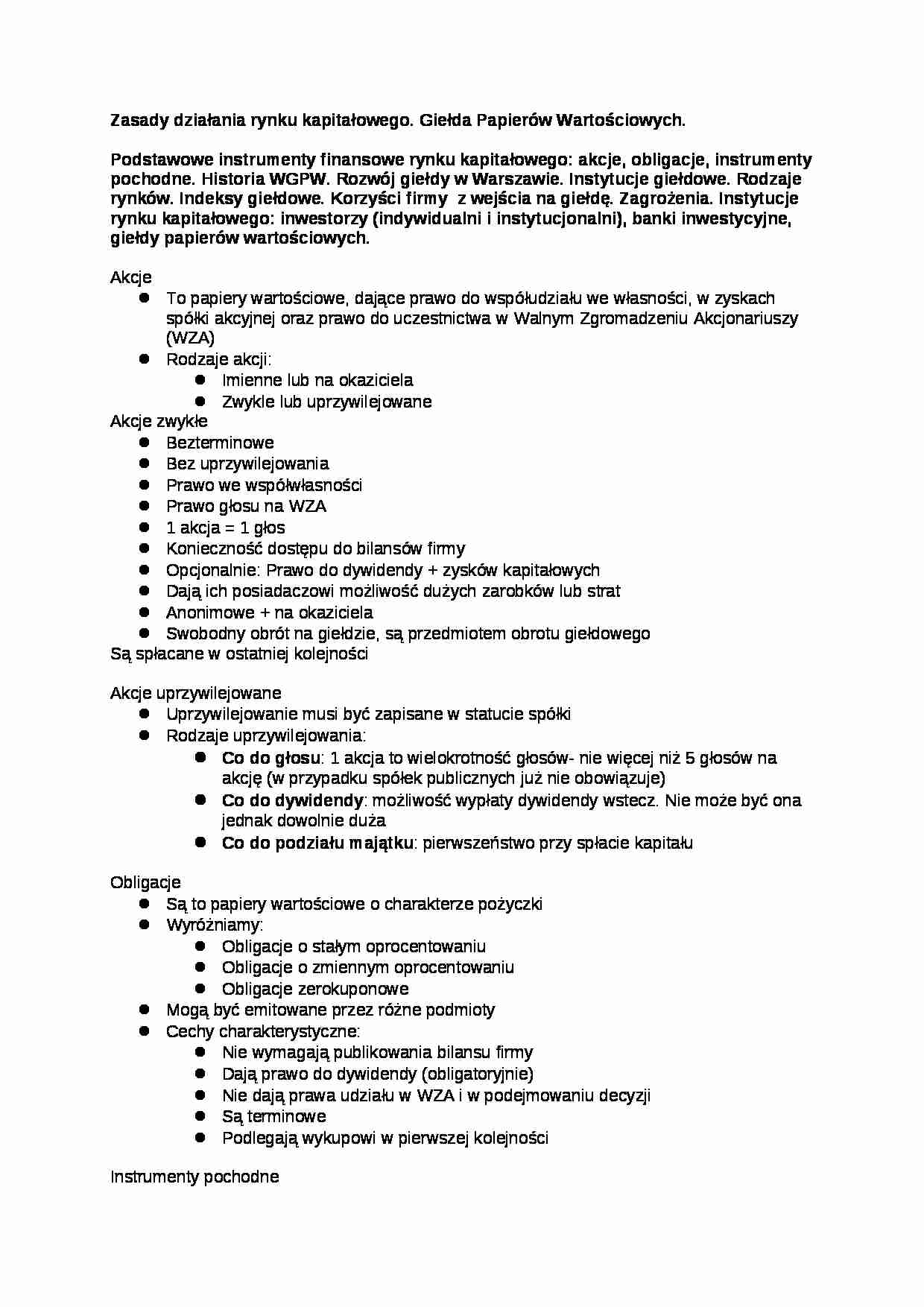 Zasady działania rynku kapitałowego - strona 1