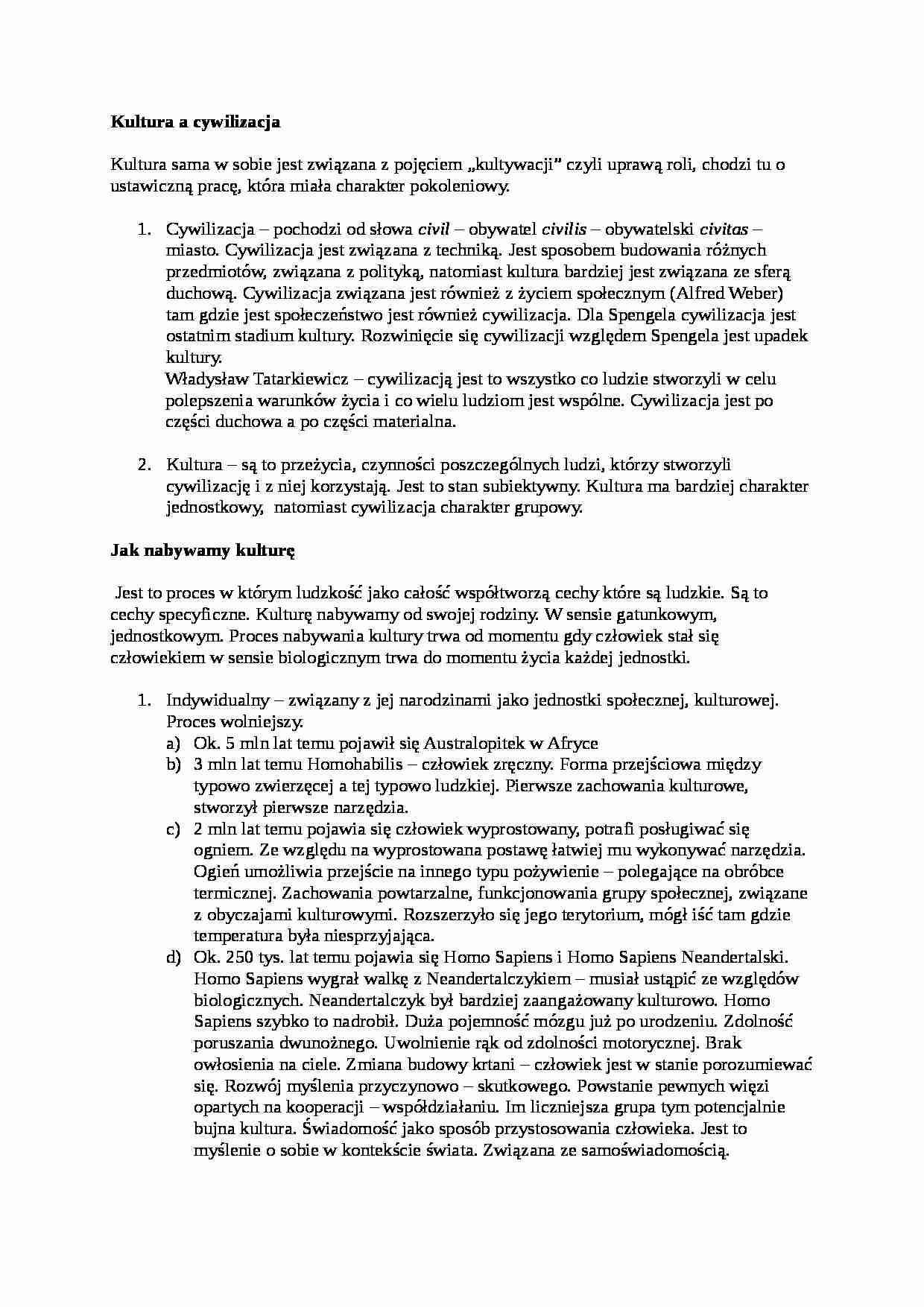 Kultura a cywilizacja - Jak nabywamy kulturę - strona 1
