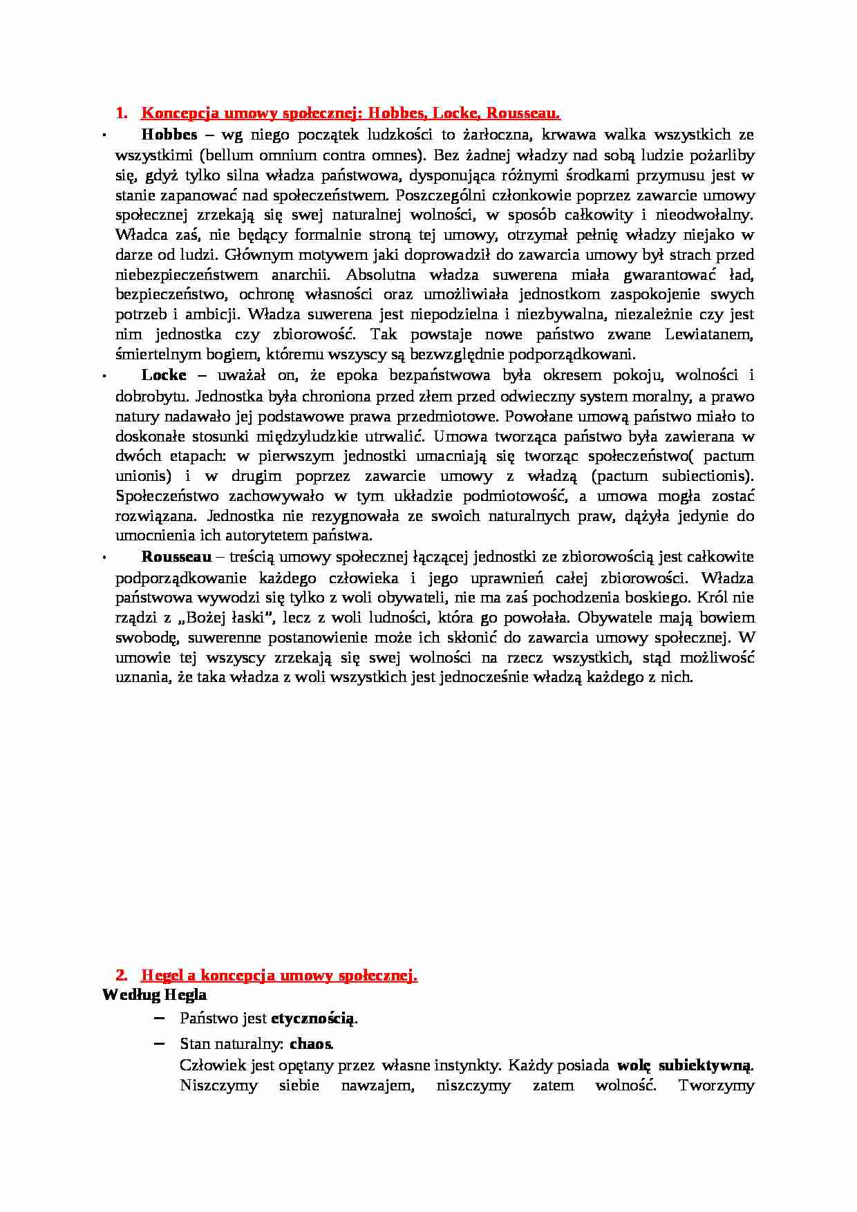 Koncepcja umowy społecznej - strona 1