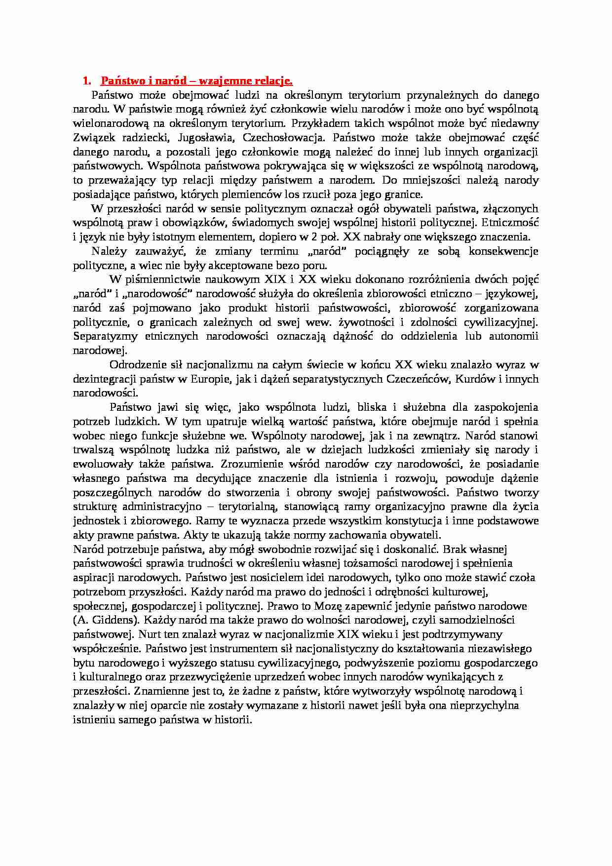 Państwo i naród - wzajemne relacje - strona 1