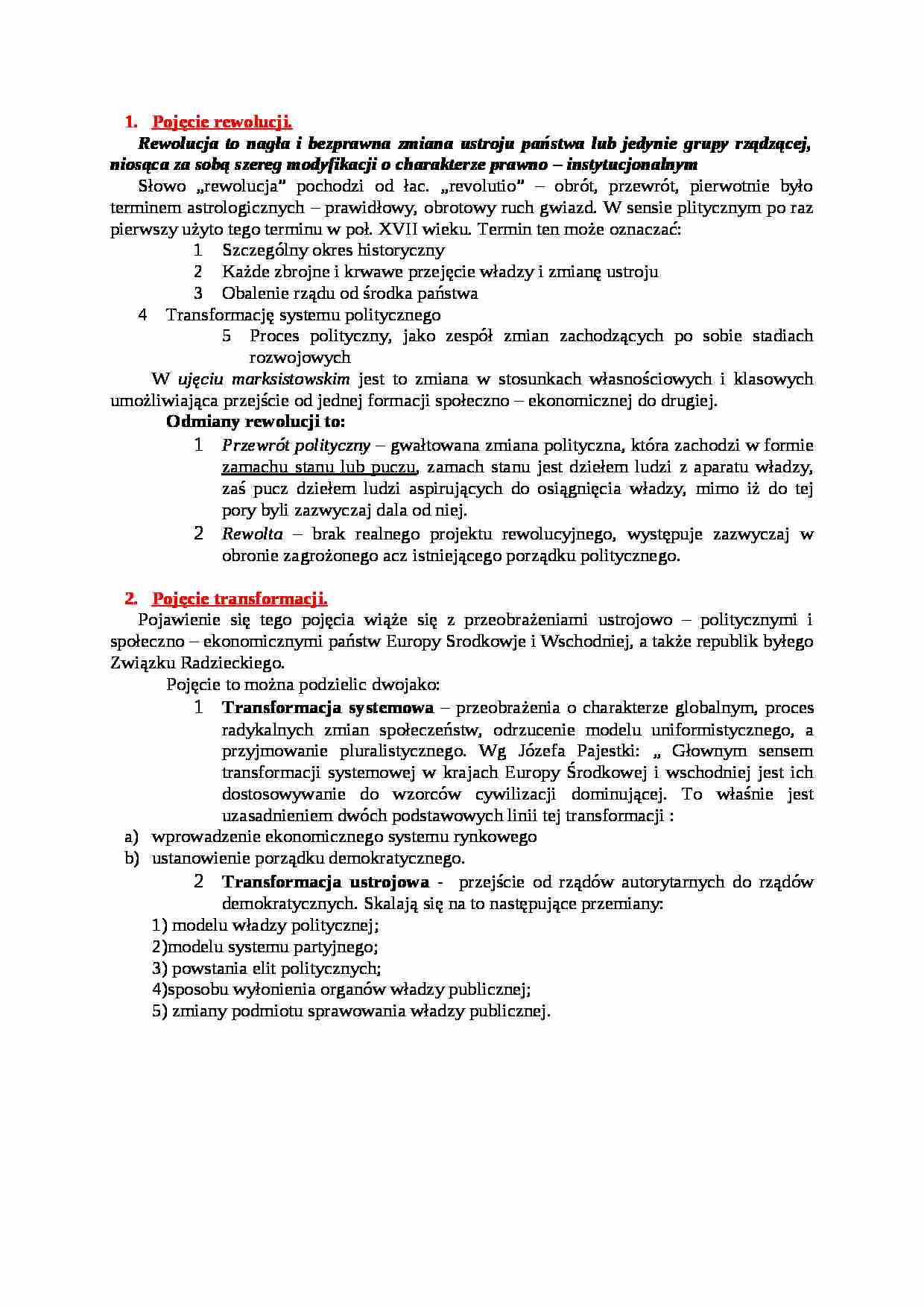 Pojęcie rewolucji i transformacji - strona 1