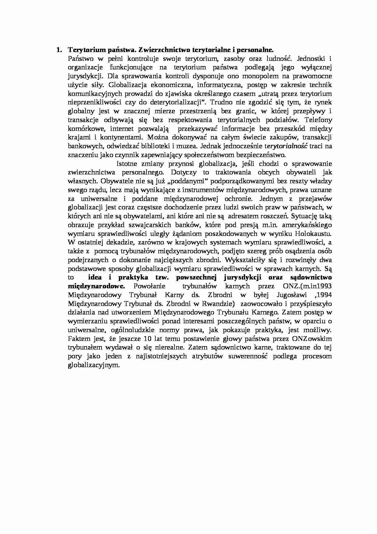Terytorium państwa - zwierzchnictwo - strona 1