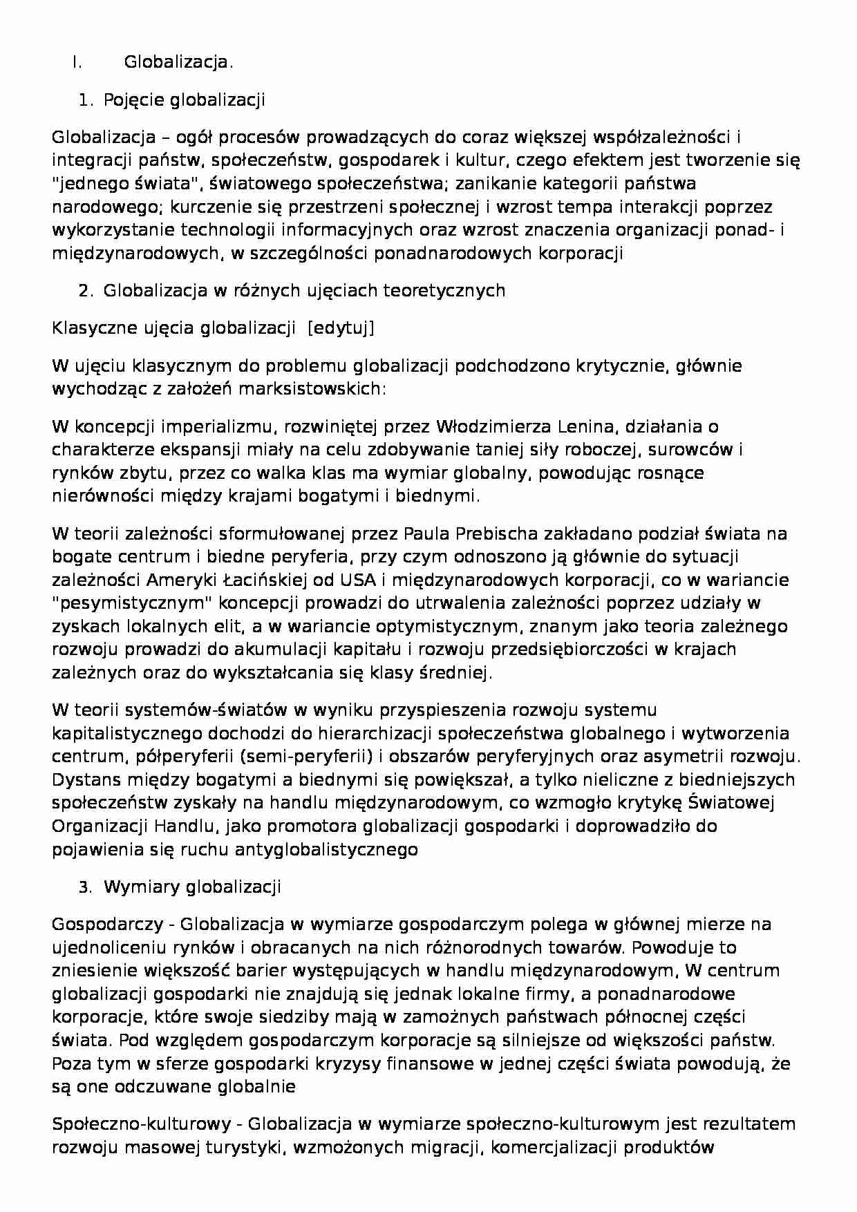 Globalizacja i jej rodzaje - strona 1