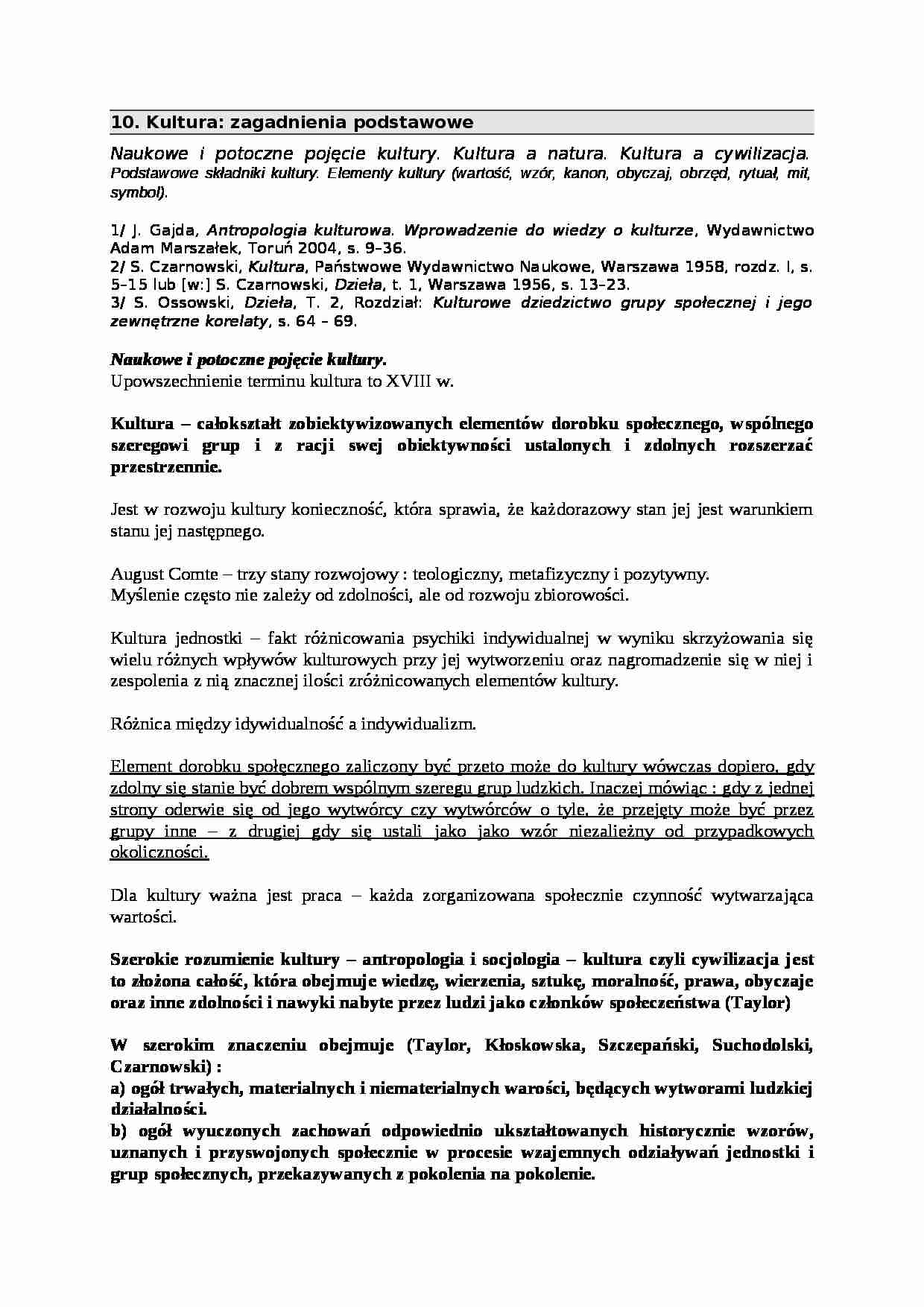 Kultura -  zagadnienia podstawowe - strona 1