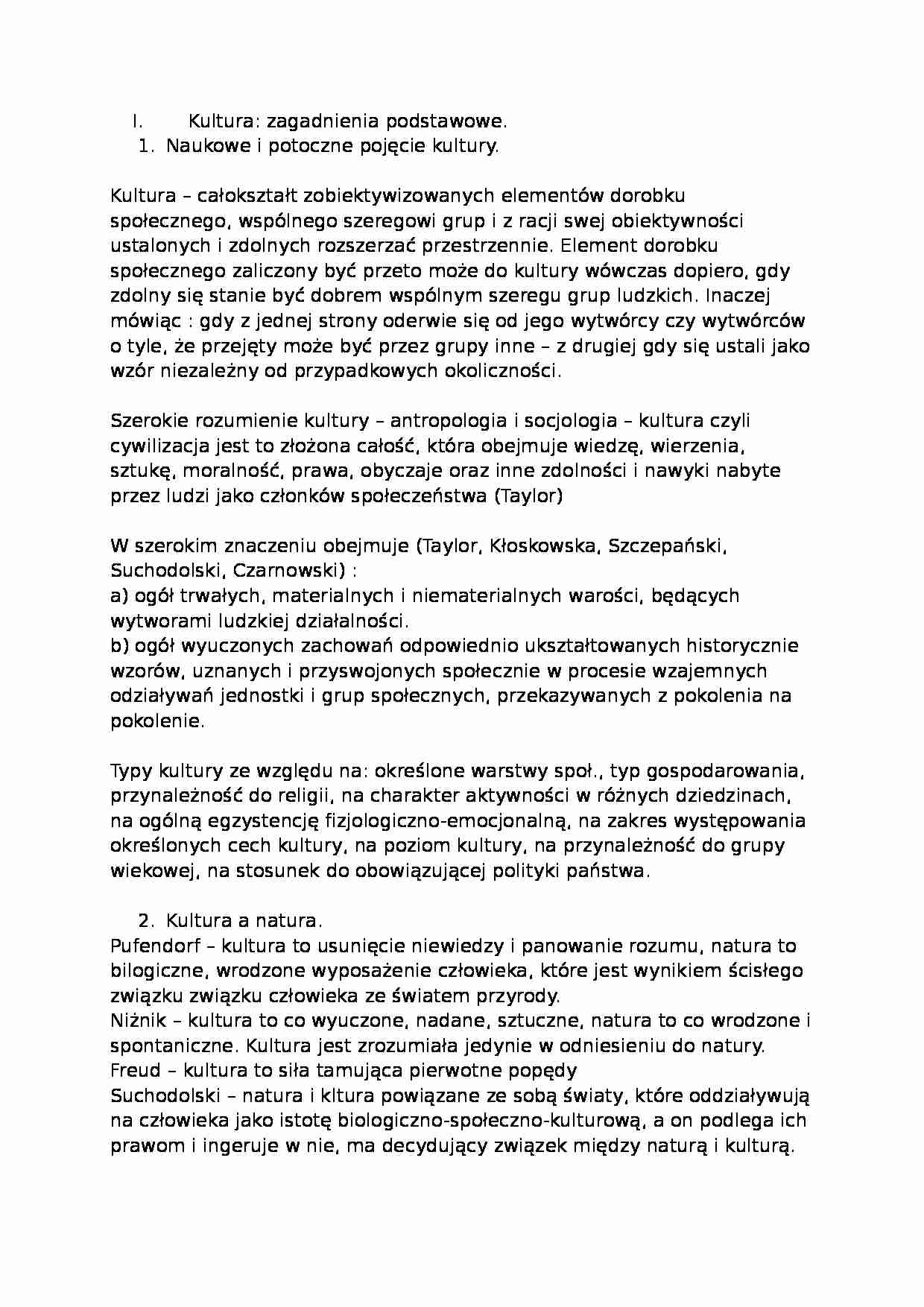 Kultura - zagadnienia podstawowe - strona 1
