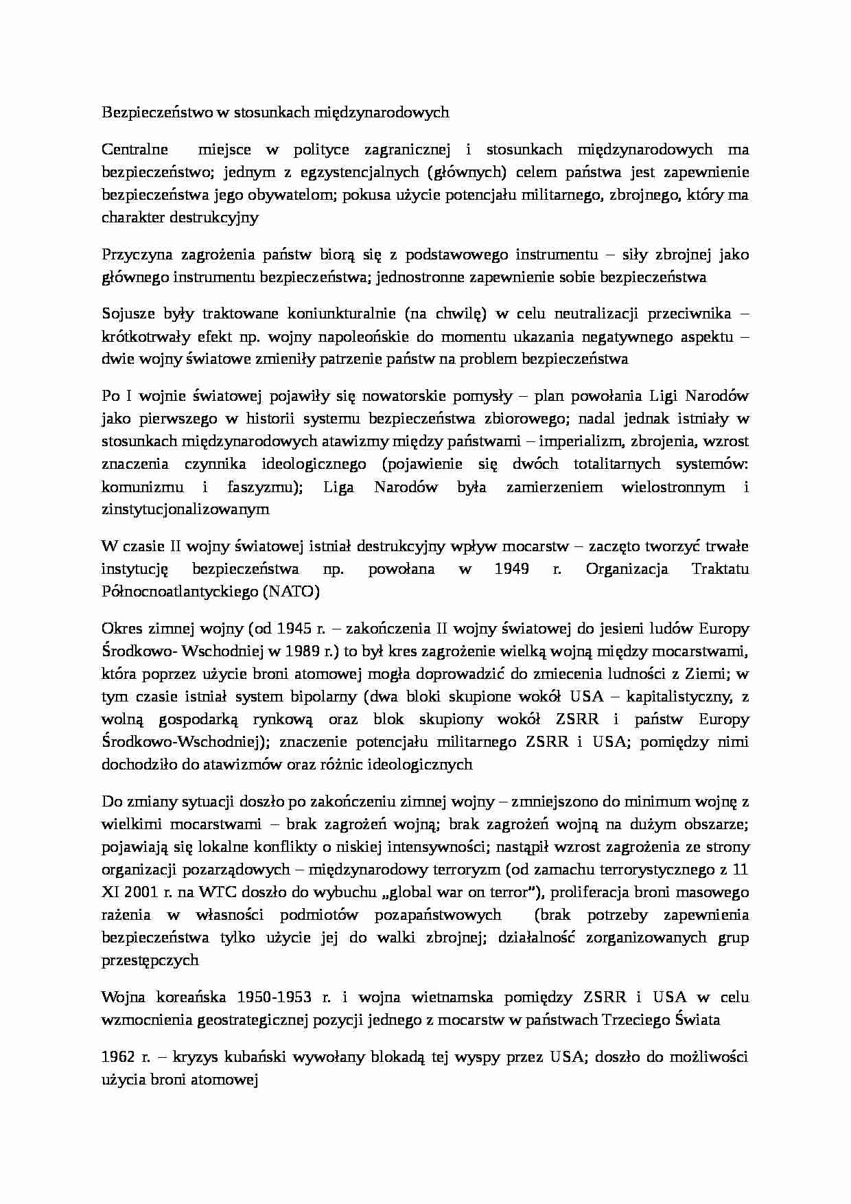 Bezpieczeństwo w stosunkach międzynarodowych - strona 1