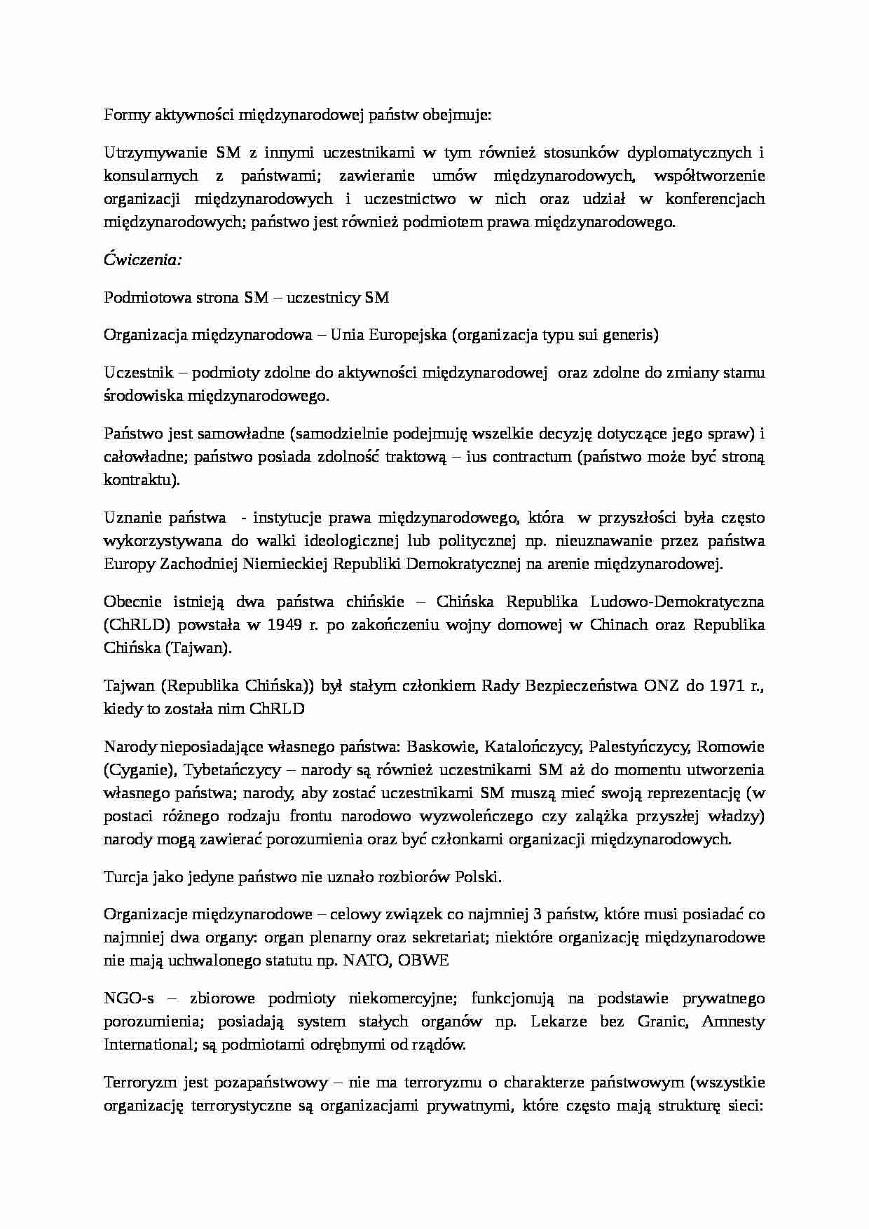 Formy aktywności międzynarodowej państw - strona 1