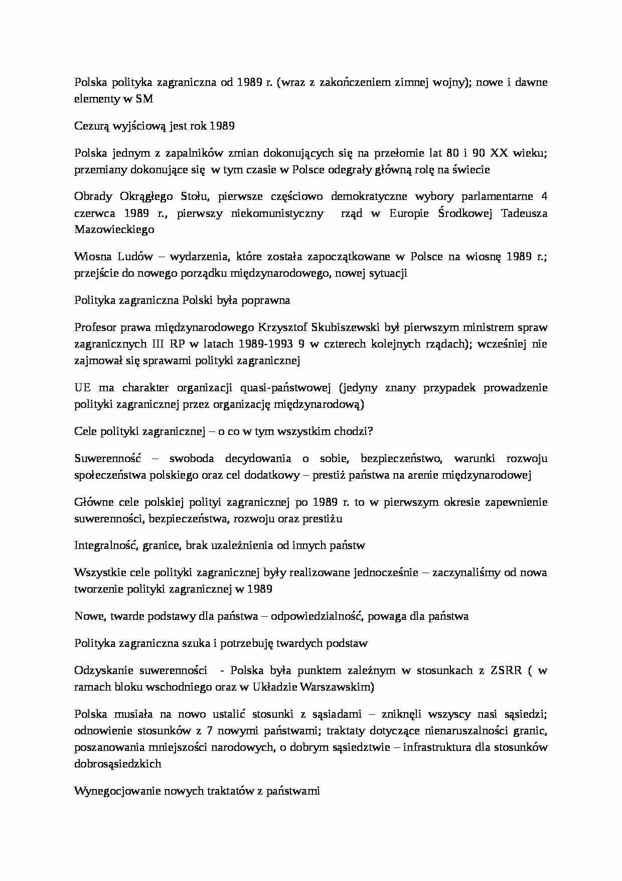 Polska polityka zagraniczna od 1989 roku - strona 1