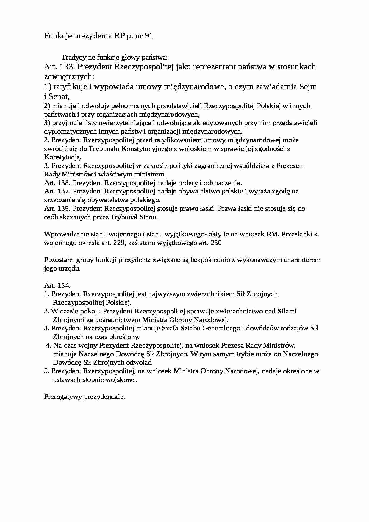 Funkcje prezydenta RP - strona 1