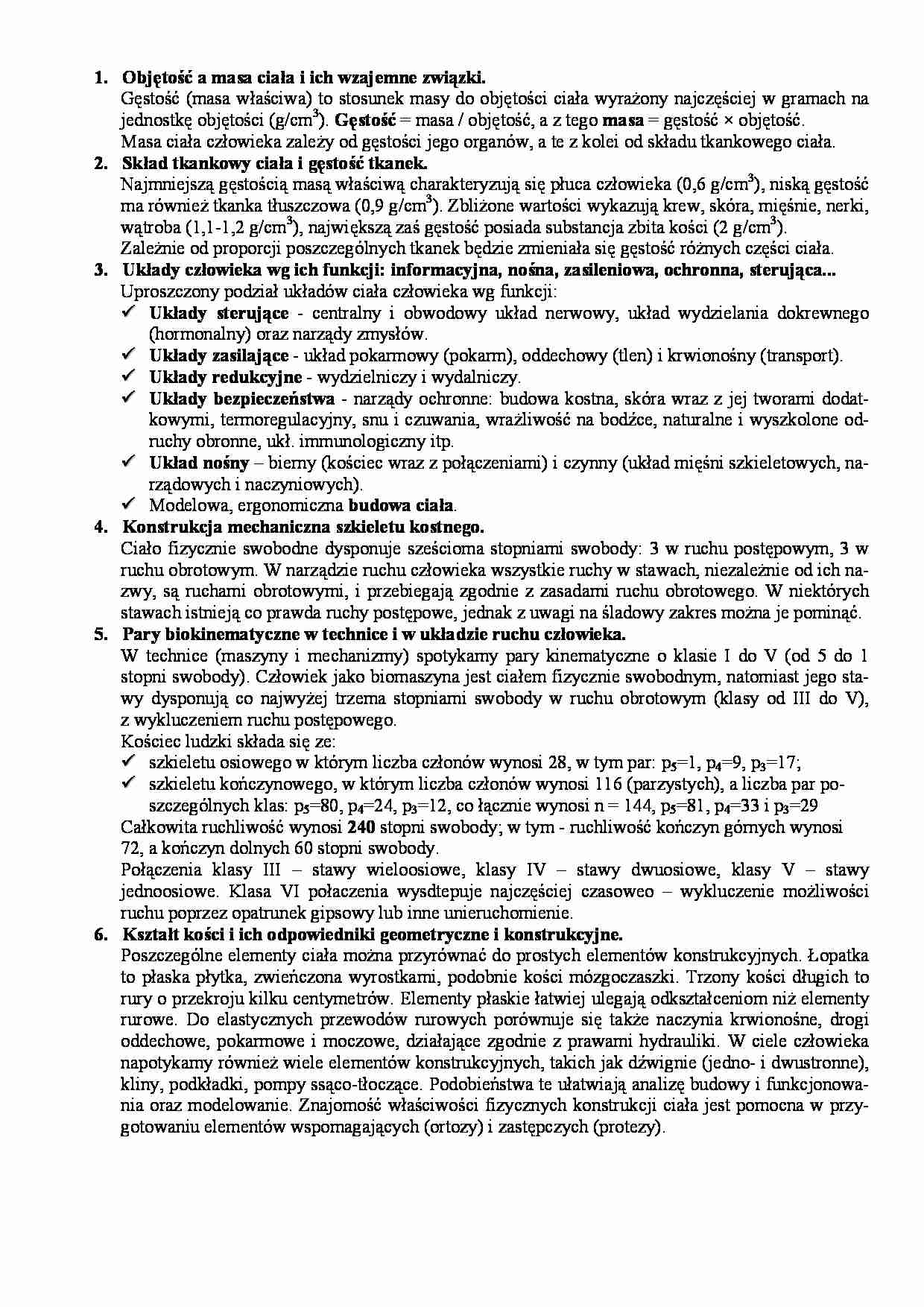 Opracowane pytania na egzamin - objętość a masa - strona 1