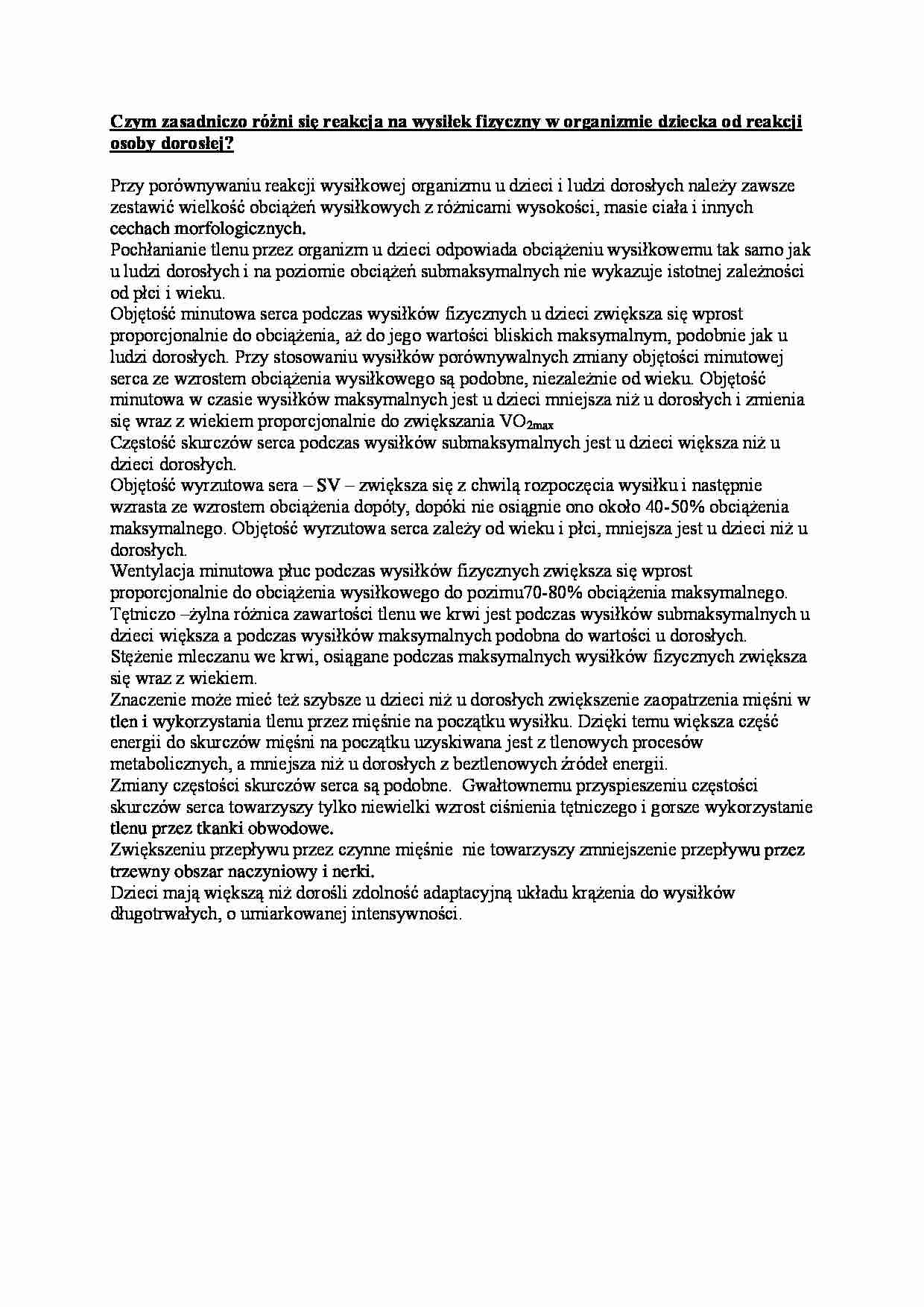 Wysiłek fizyczny - dziecko a osoba dorosła - strona 1