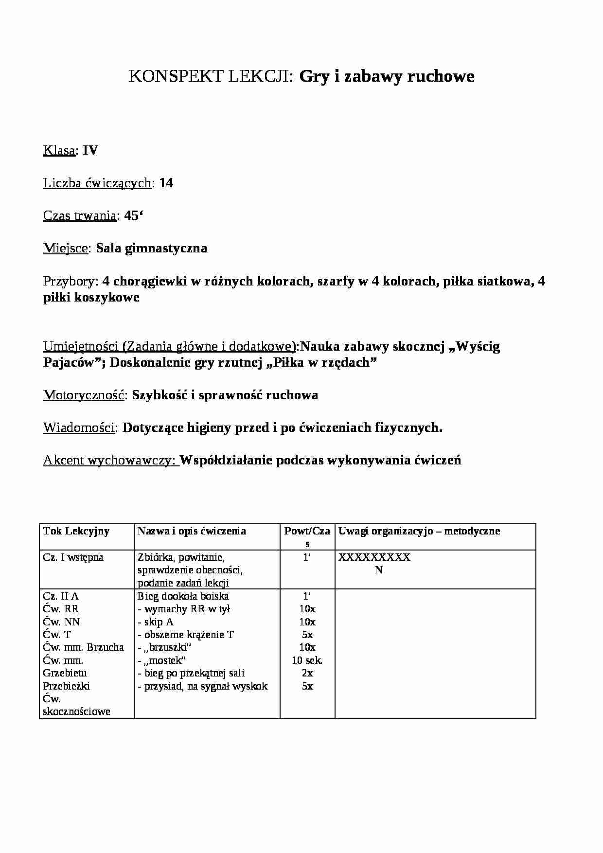 Nauczanie zabawy skocznej - wyscig pajaców - strona 1