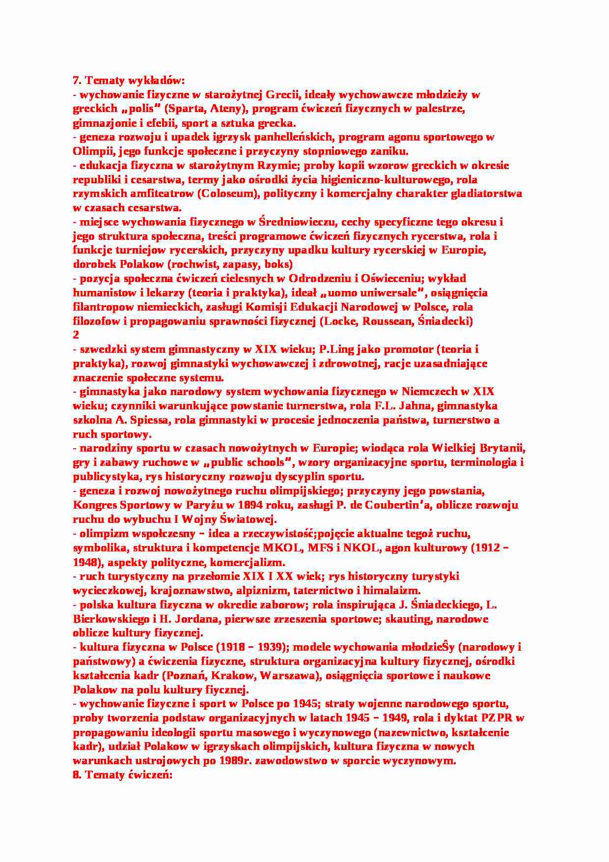 Tematy z wykladów i ćwiczeń - strona 1