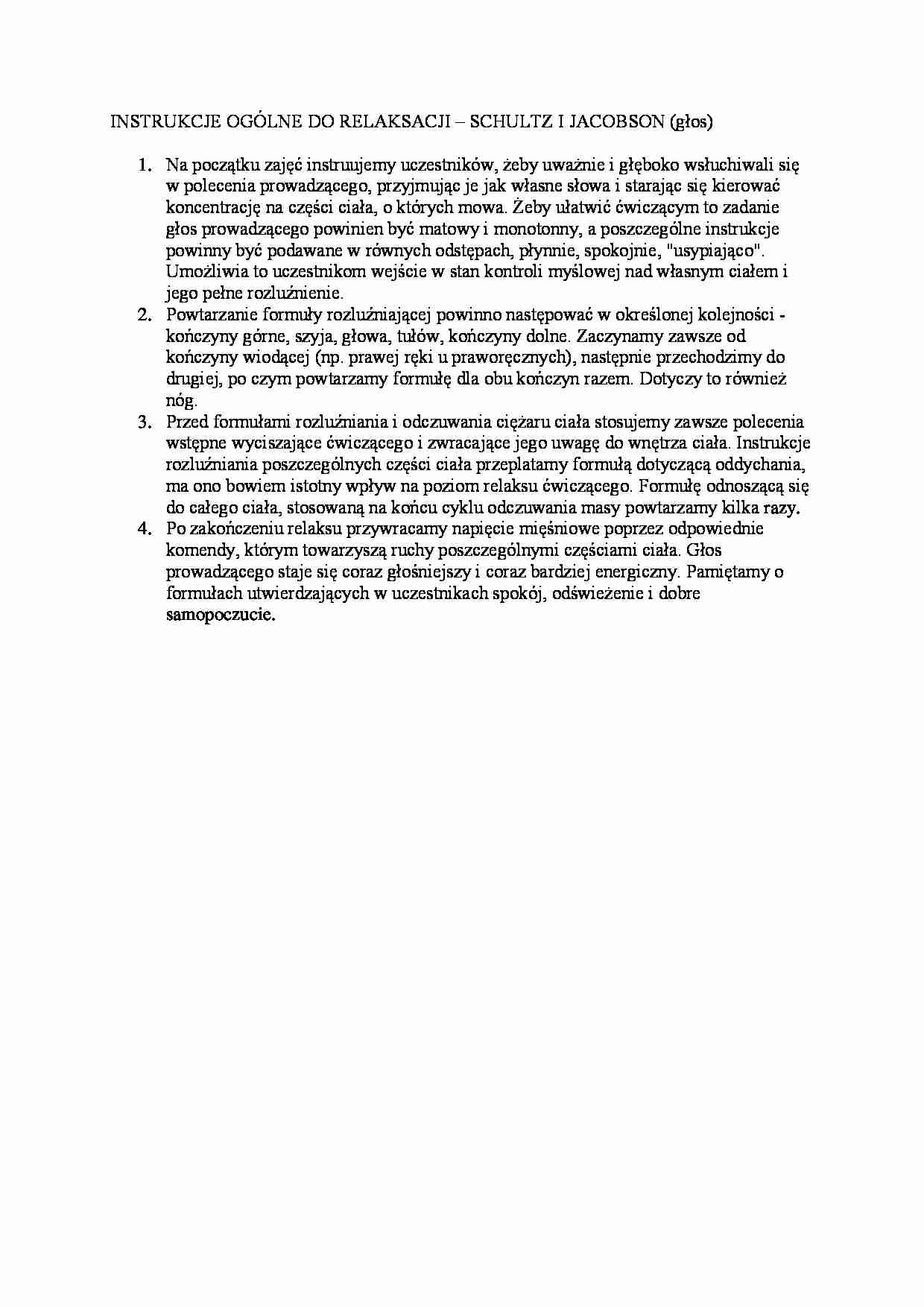 Instrukcje ogólne do relaksacji - strona 1