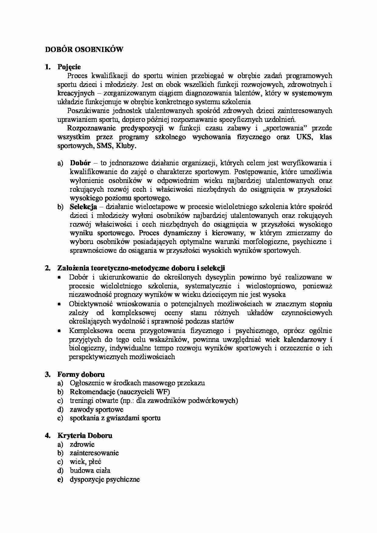 Dobór osobników - pojęcie - strona 1