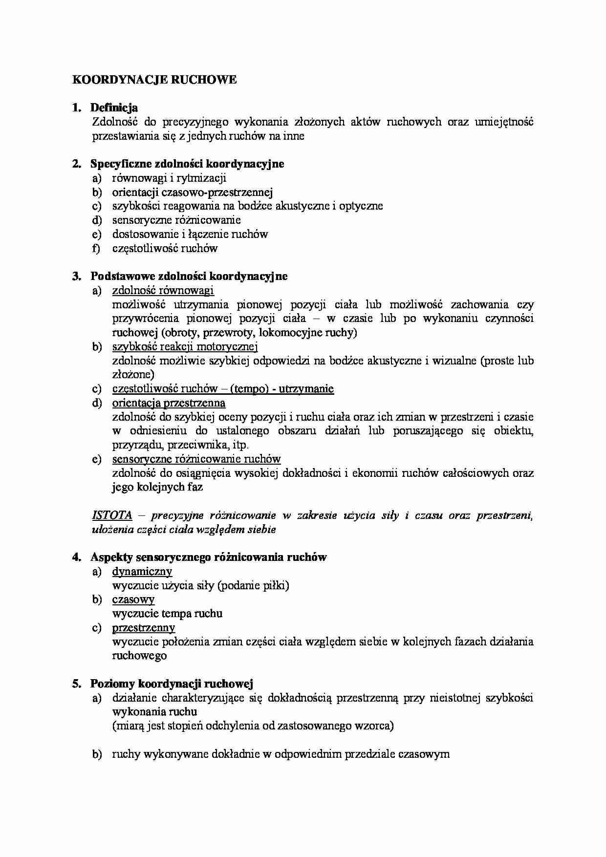 Koordynacje ruchowe - definicja - strona 1