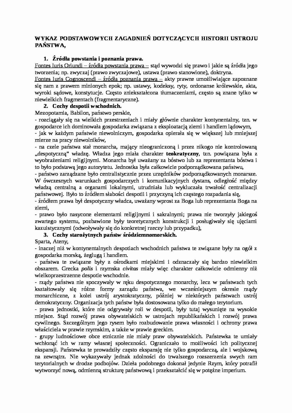 Historia ustroju państwa - bardzo obszerne opracowanie - strona 1