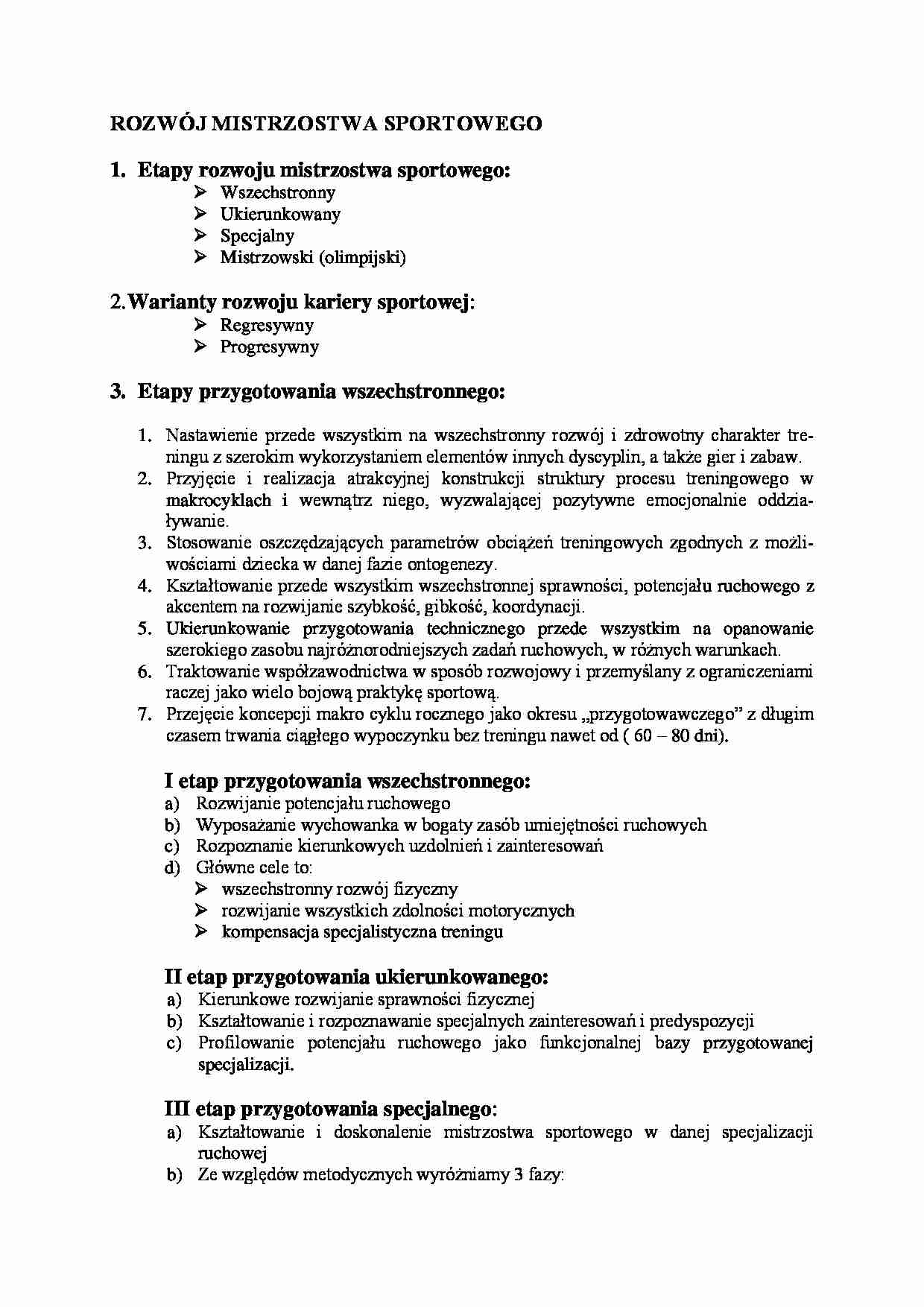 Rozwój mistrzostwa sportowego - strona 1