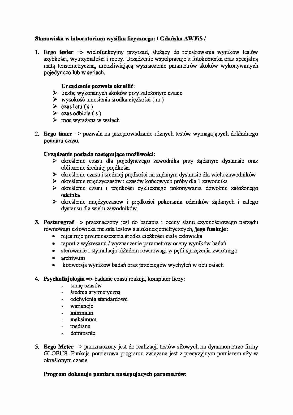 Stanowiska w laboratorium wysiłku fizycznego - strona 1