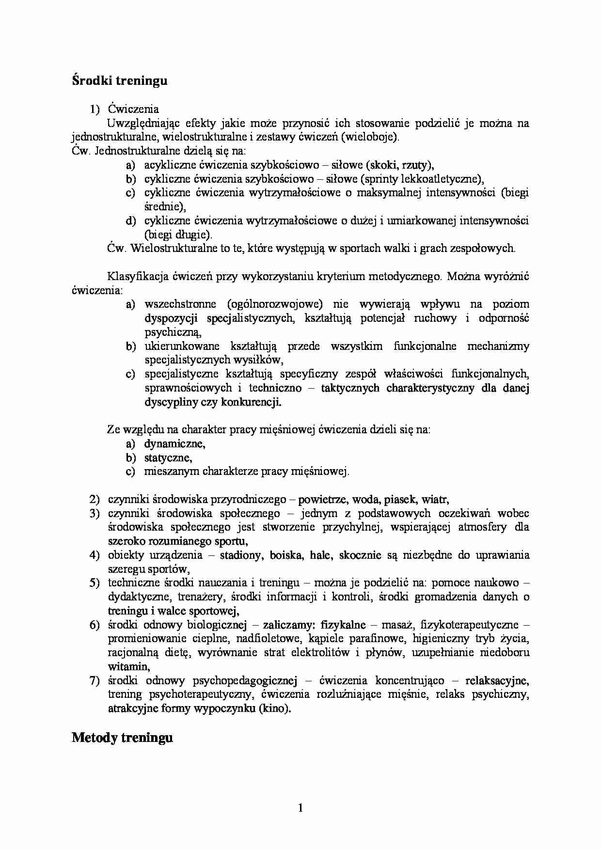 Środki treningu - podział - strona 1