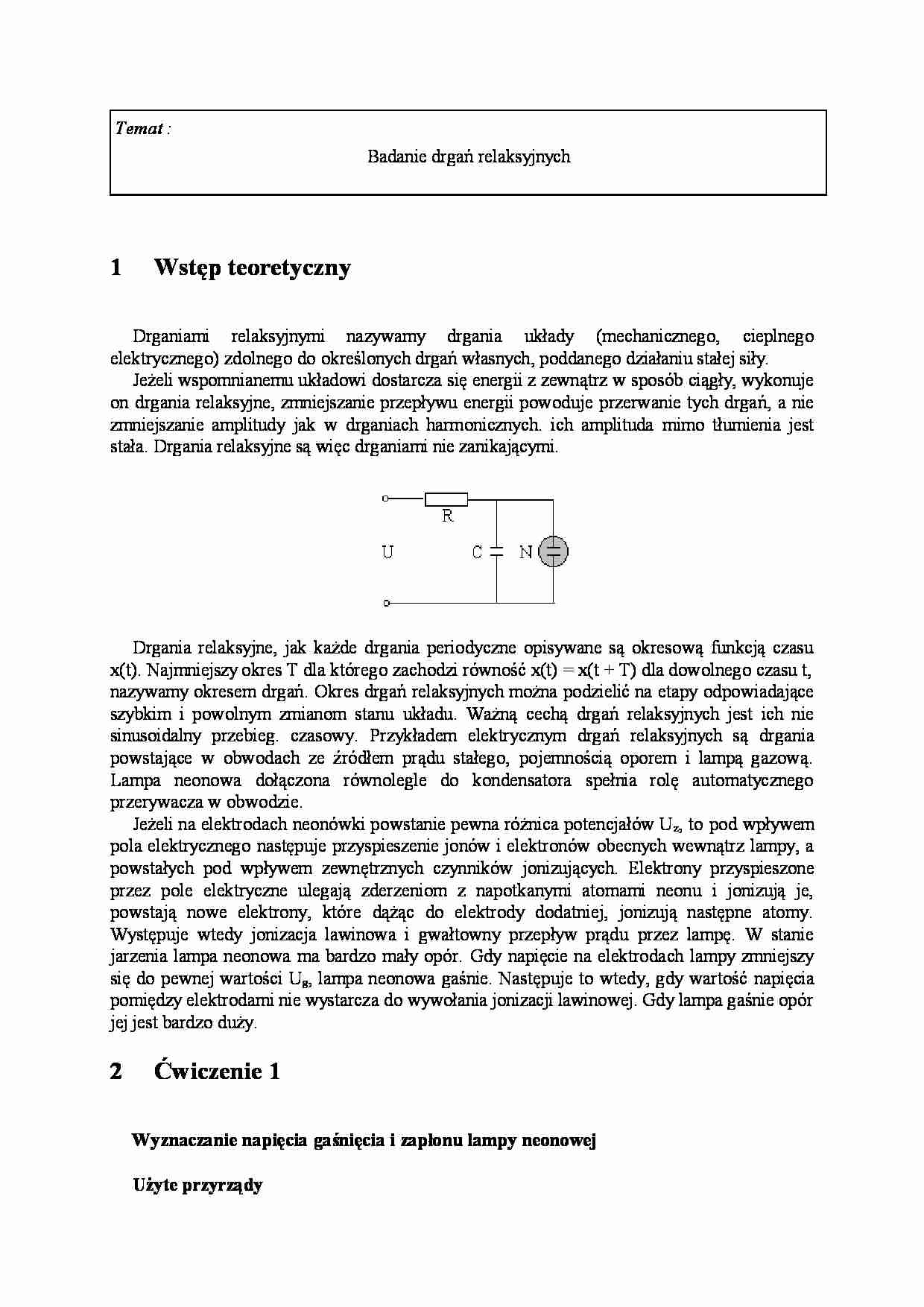Badanie drgań relaksyjnych - strona 1