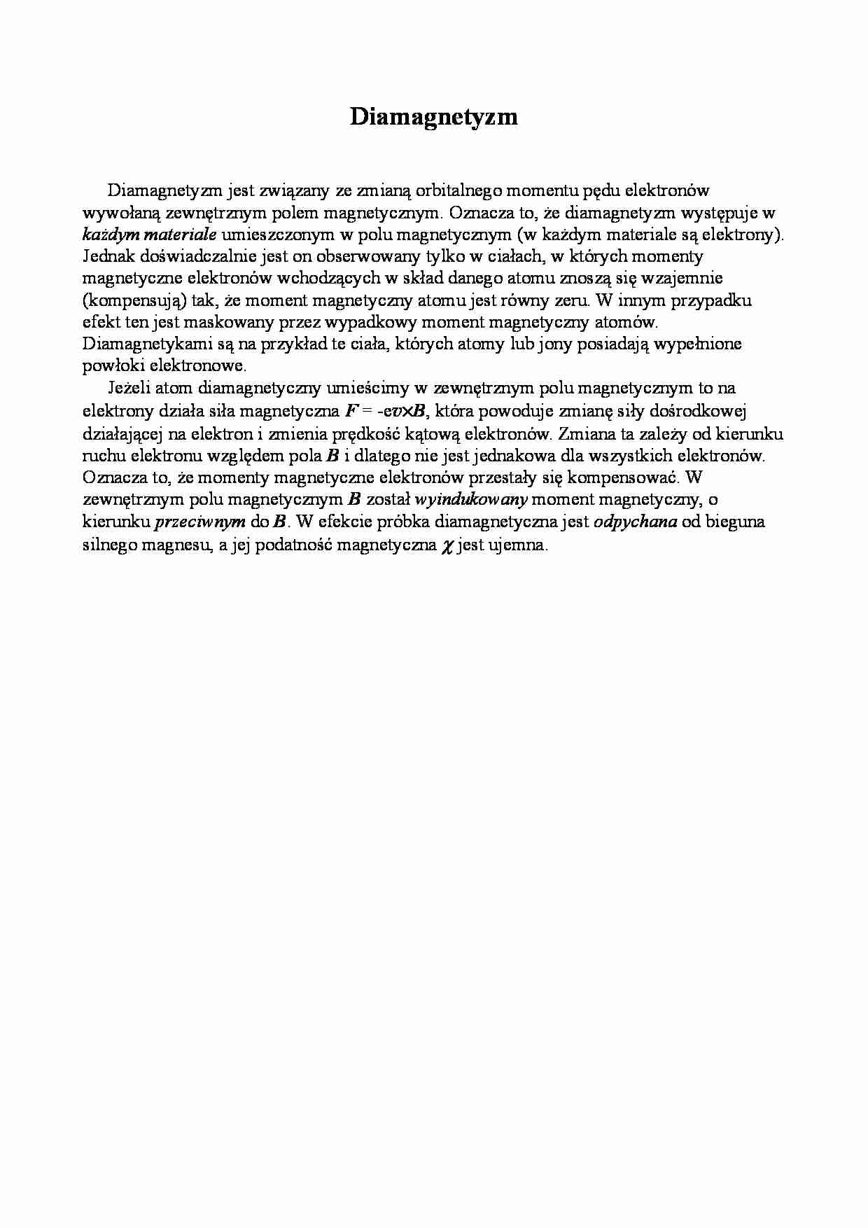 Diamagnetyzm w fizyce - strona 1